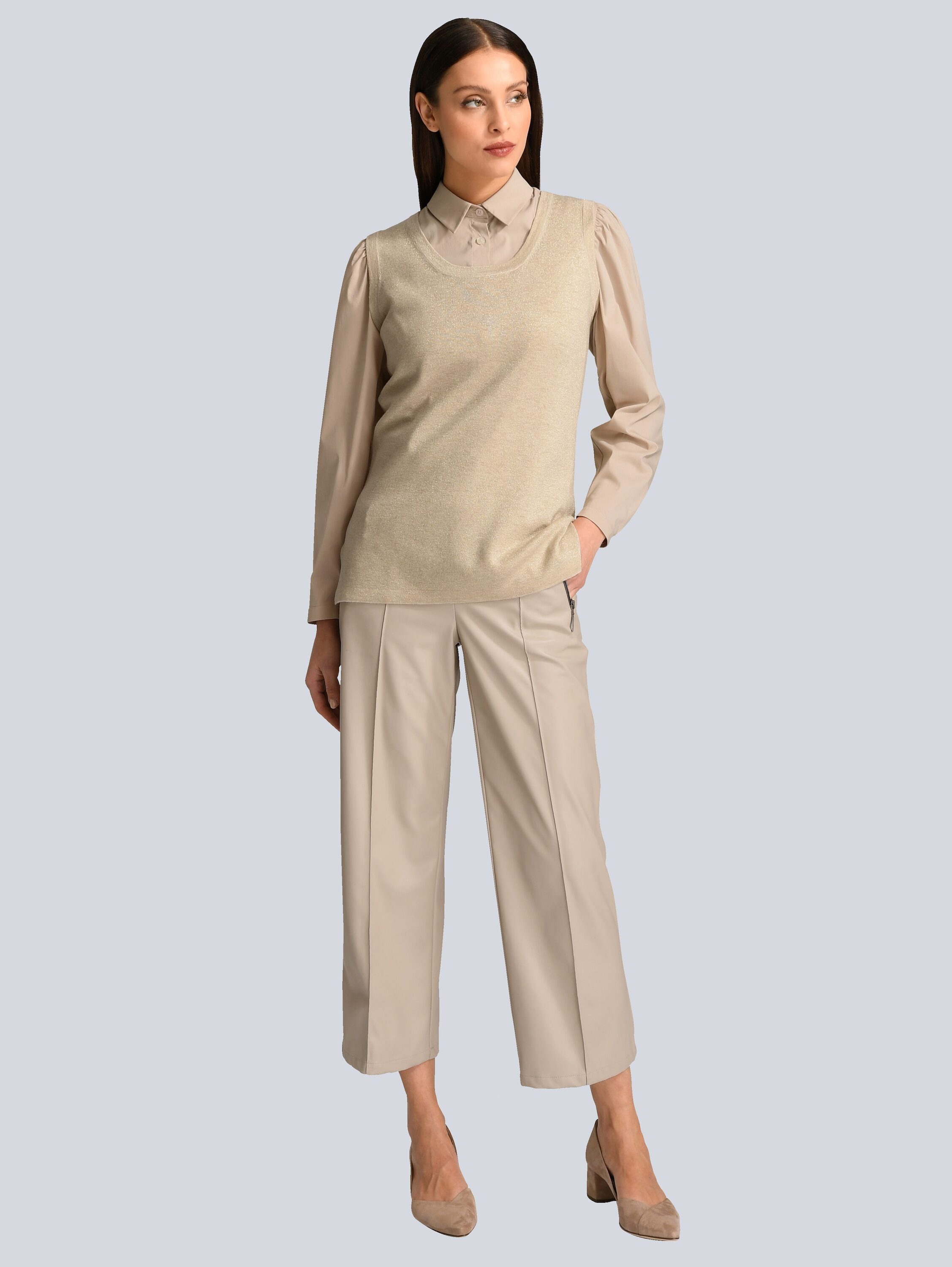 Alba Moda Pullunder Moderner Pullunder mit mit Rundhals Unifarbenes Design, runder Ausschnitt, ohne Verschluss