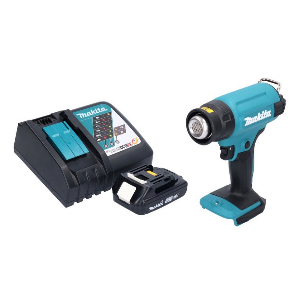 Thumbnail - Makita Heißluftgebläse DHG 180 RA1 Akku Heißluftgebläse 18 V 550 °C + 1x Akku 2,0 Ah + Ladeg