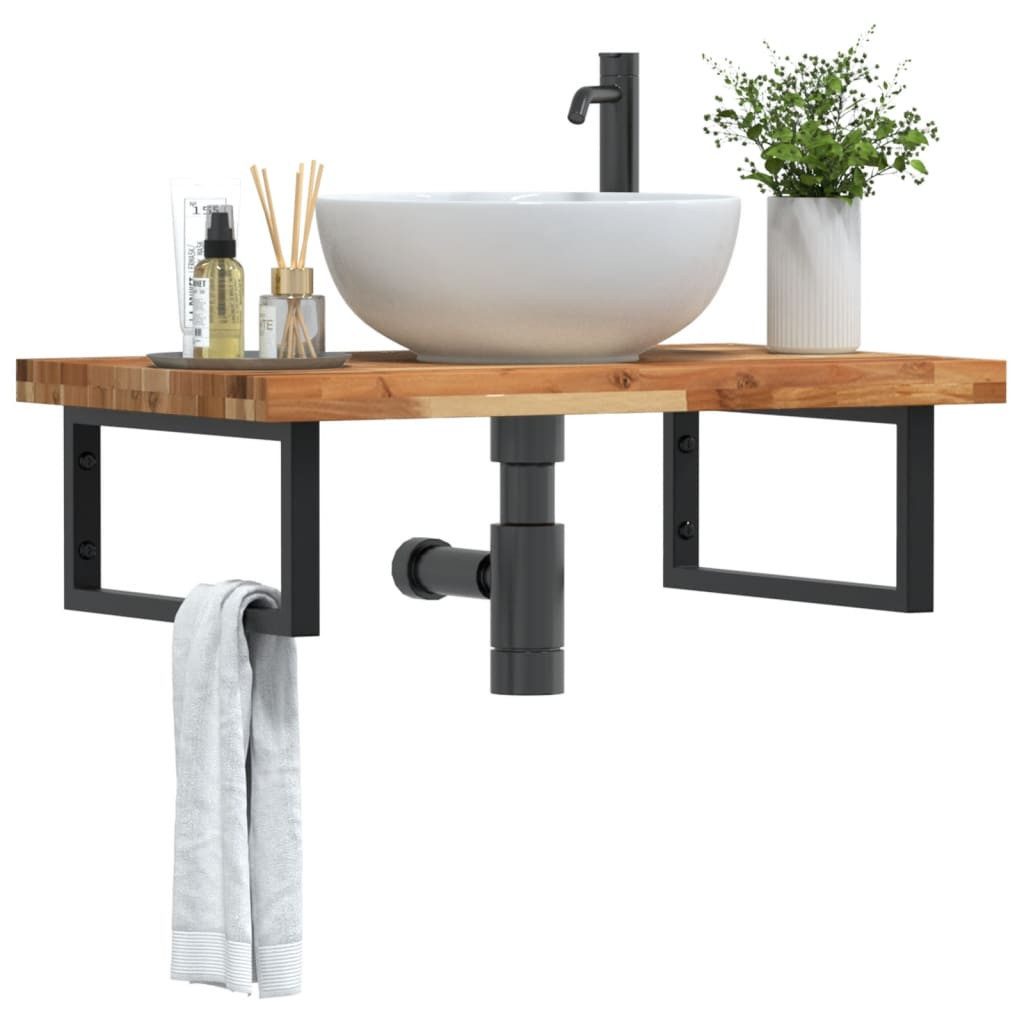 vidaXL Badezimmerspiegelschrank Waschbeckenregal Wandmontage Stahl und nholz (1-St)