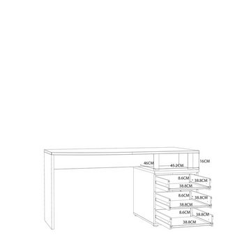 freiraum Schreibtisch RONDINO, in Sandeiche / Weiss Glanz - 138x70,2x59,9cm (BxHxT)