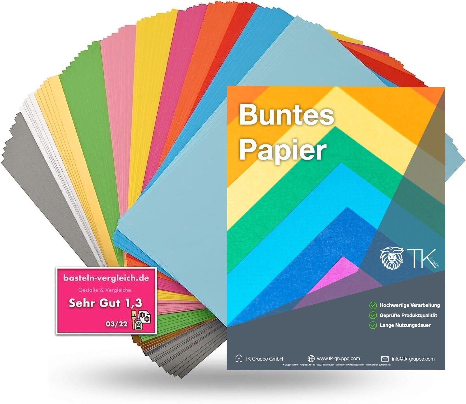 TK Gruppe Bastelkartonpapier 120x Buntes 110 Buntpapier A4 gsm Bastelnpapier 120 Paper - g/m²
