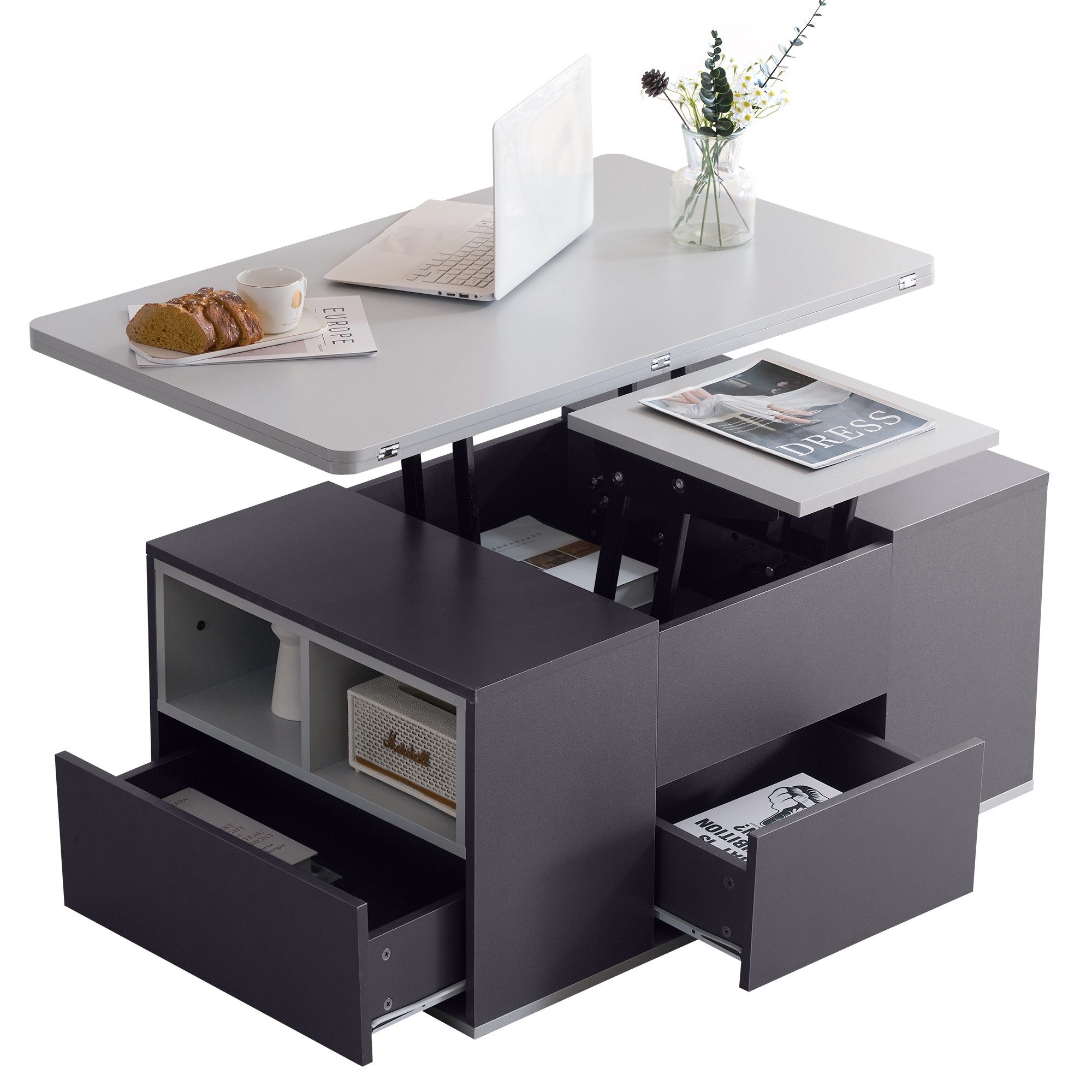 autolock Couchtisch Couchtisch Hebbarer Sofatisch, Tischplatte öffnet sich günstig online kaufen