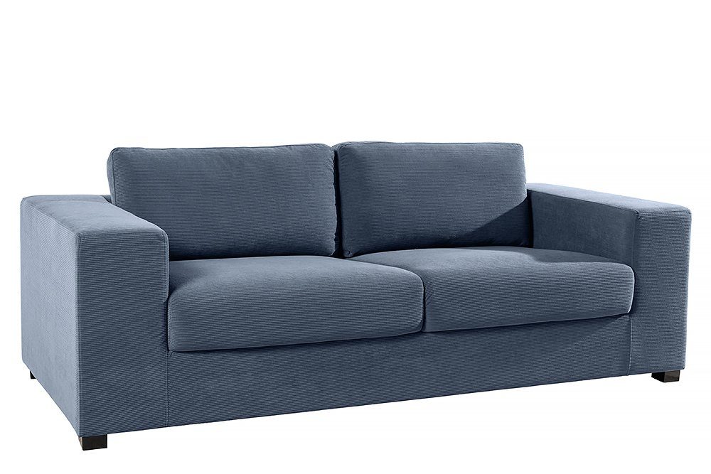 riess-ambiente 3-Sitzer MR · Einzelartikel Teile, · LOUNGER blau blau Design Modern Cord Federkern Wohnzimmer | 220cm blau, 1 | · blau