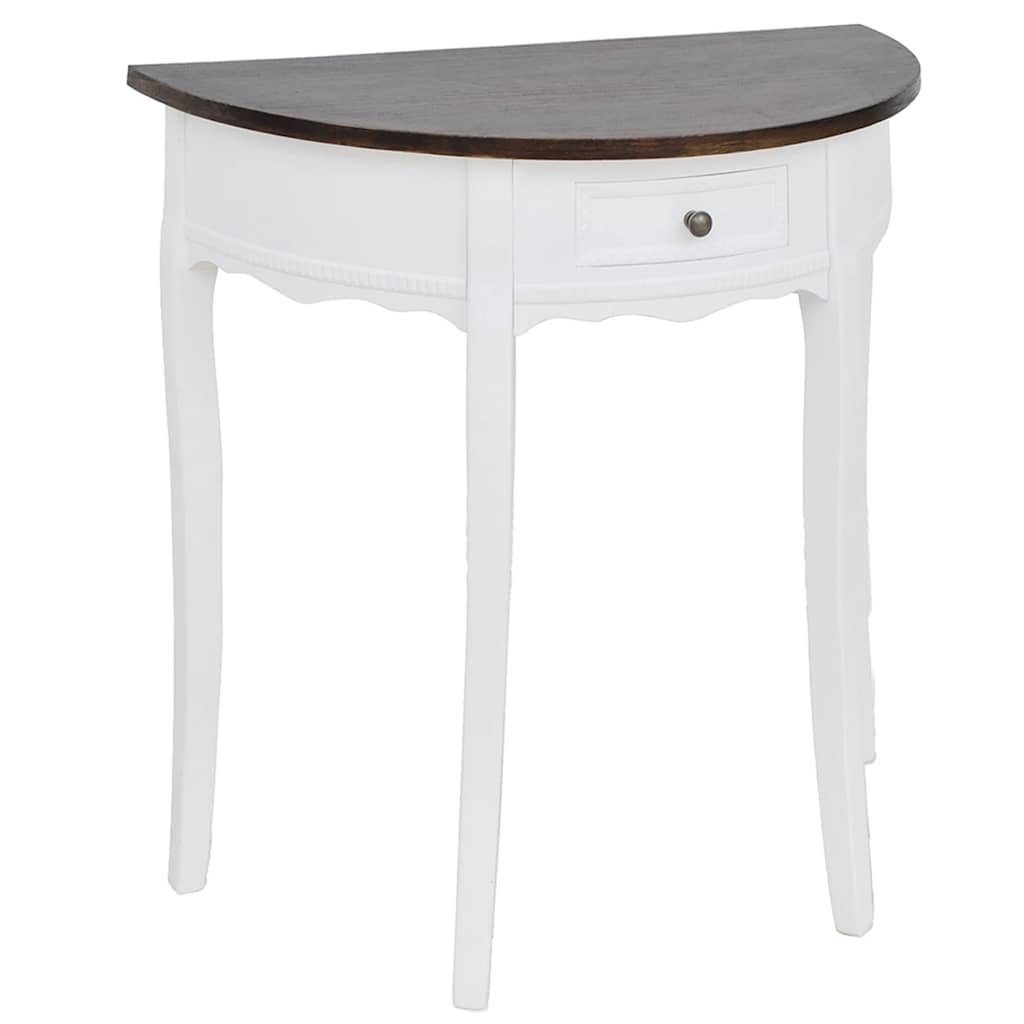 furnicato Konsolentisch 80 x 40 x 78 cm in Weiß mit brauner Tischplatte (1-St), Beistelltisch im Landhausstil mit Schubfach für das Wohnzimmer