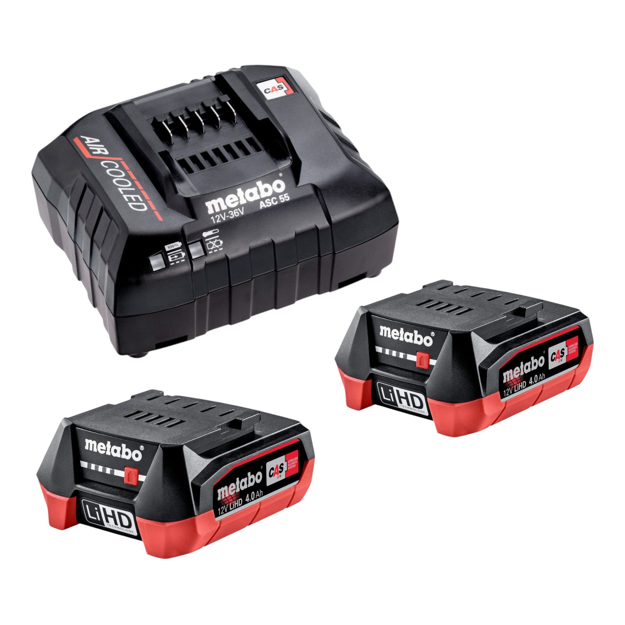 metabo Basis Set 2x LiHD Akkupack 12 V 4,0 Ah Akku + ASC 55 Lader 685301000 Akkupacks