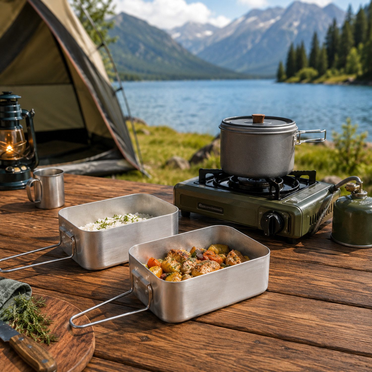 Mojawo Wasserkessel 2 Stück Camping Kochtopf Leichtes Aluminium Topf für Gasherde