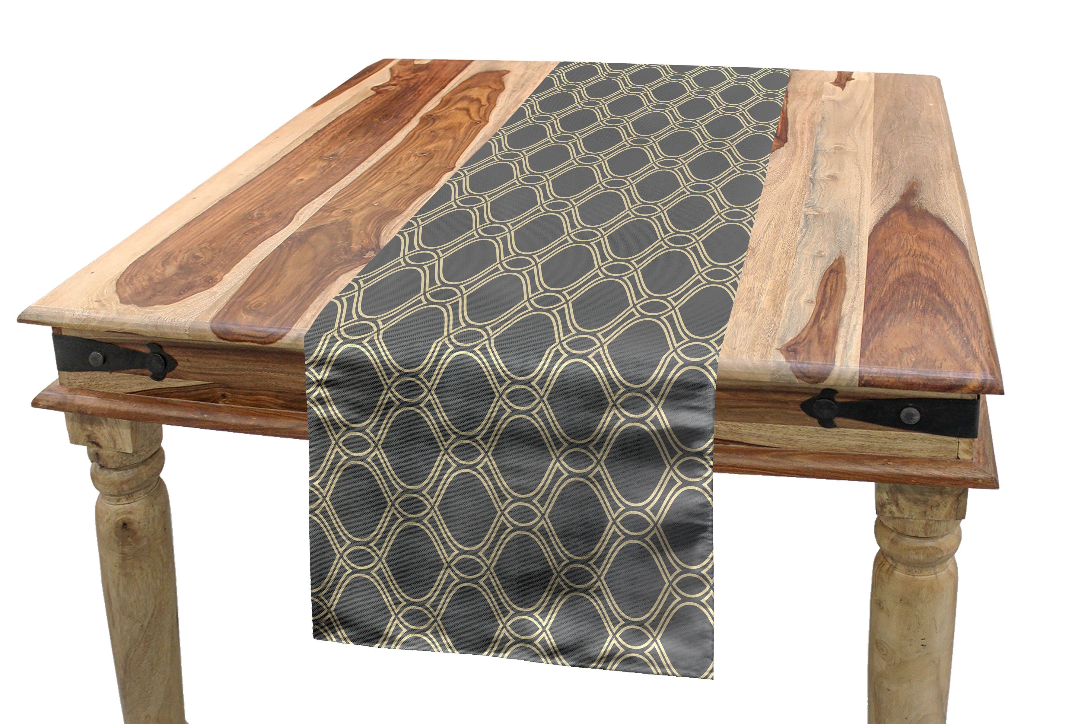 Abakuhaus Tischläufer Esszimmer Küche Rechteckiger Dekorativer Tischläufer, Geometrisch Ovale Formen Stripes