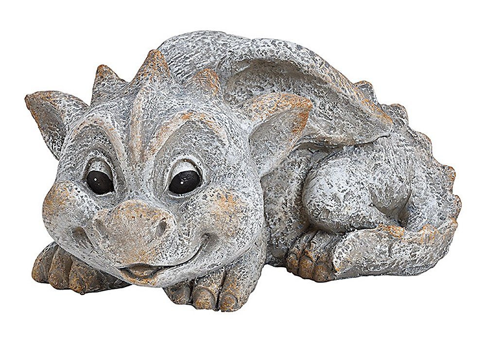 Wurm Gartenfigur Dekofigur Babydrache, Steinoptik, grau, B 26 cm