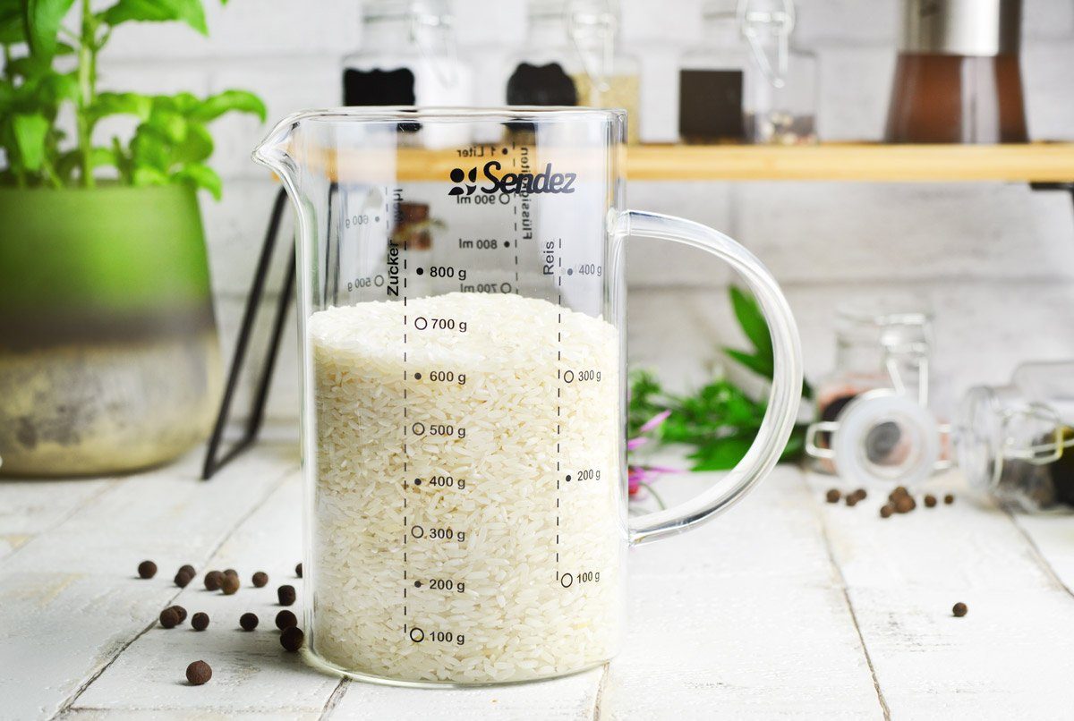 Sendez Messbecher 1L aus Borosikatglass Messkanne Dosierhilfe Messbehälter, Glas – Bild 5 von 5