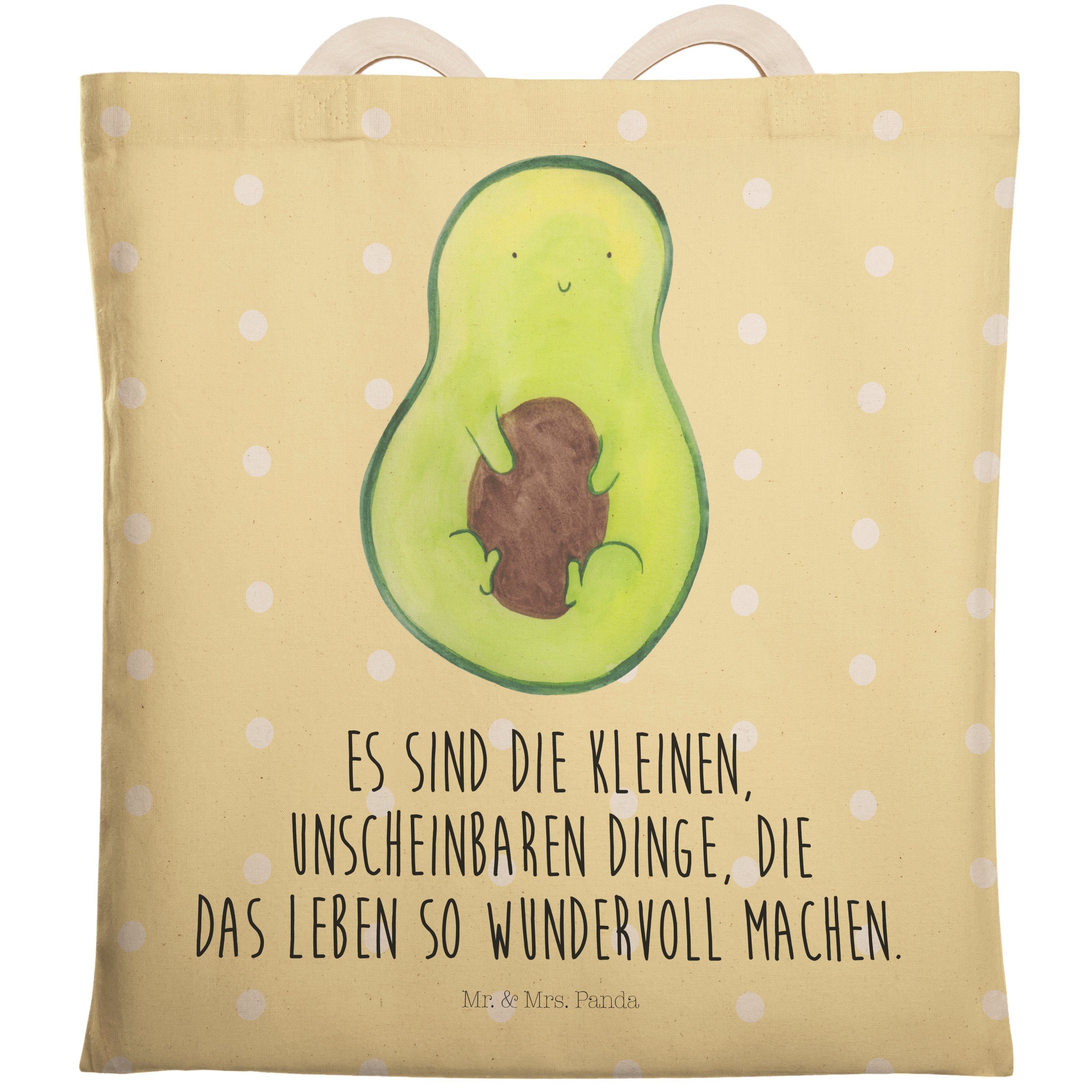 Mr. & Mrs. Panda Tragetasche Avocado mit Kern - Gelb Pastell - Geschenk, Gesund, Spruch Leben, Veg (1-tlg)