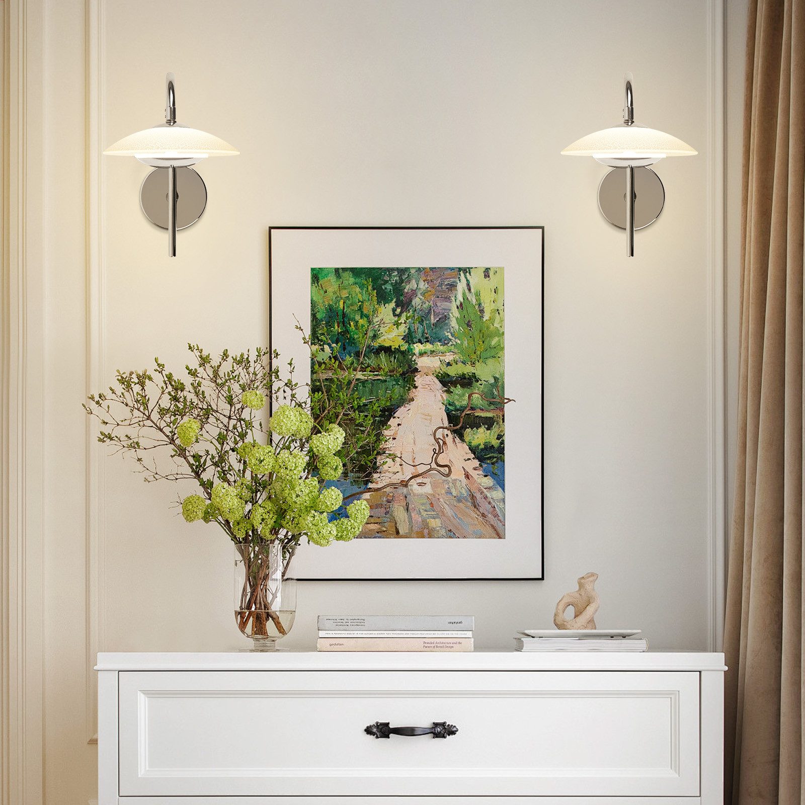 Glitzerlife LED Wandlampe Innen Wandleuchte - Modernes Design Flurlampe 3000K Warmweiß Wandbeleuchtung Chrom Glas Metall Rund Schlafzimmer Beleuchtung Für Hotel_voghion.com