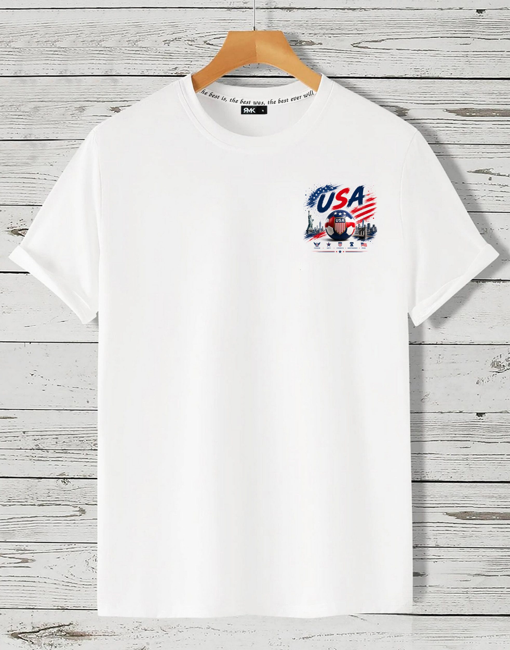 RMK T-Shirt Herren Shirt Rundhals Basic Fußball USA 100% Baumwolle – Bild 2 von 2