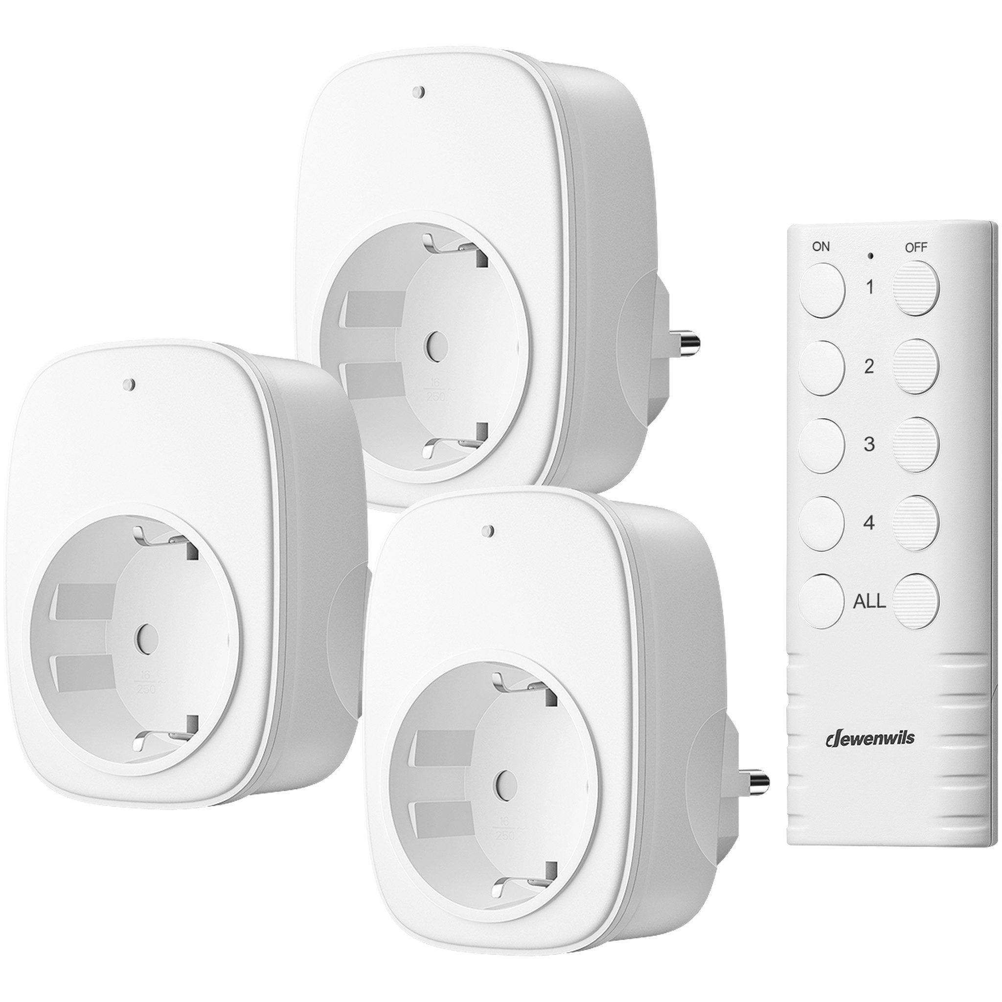DEWENWILS Funksteckdose mit Fernbedienung, max. 3680 W, 3-St., 30-50m Reichweite