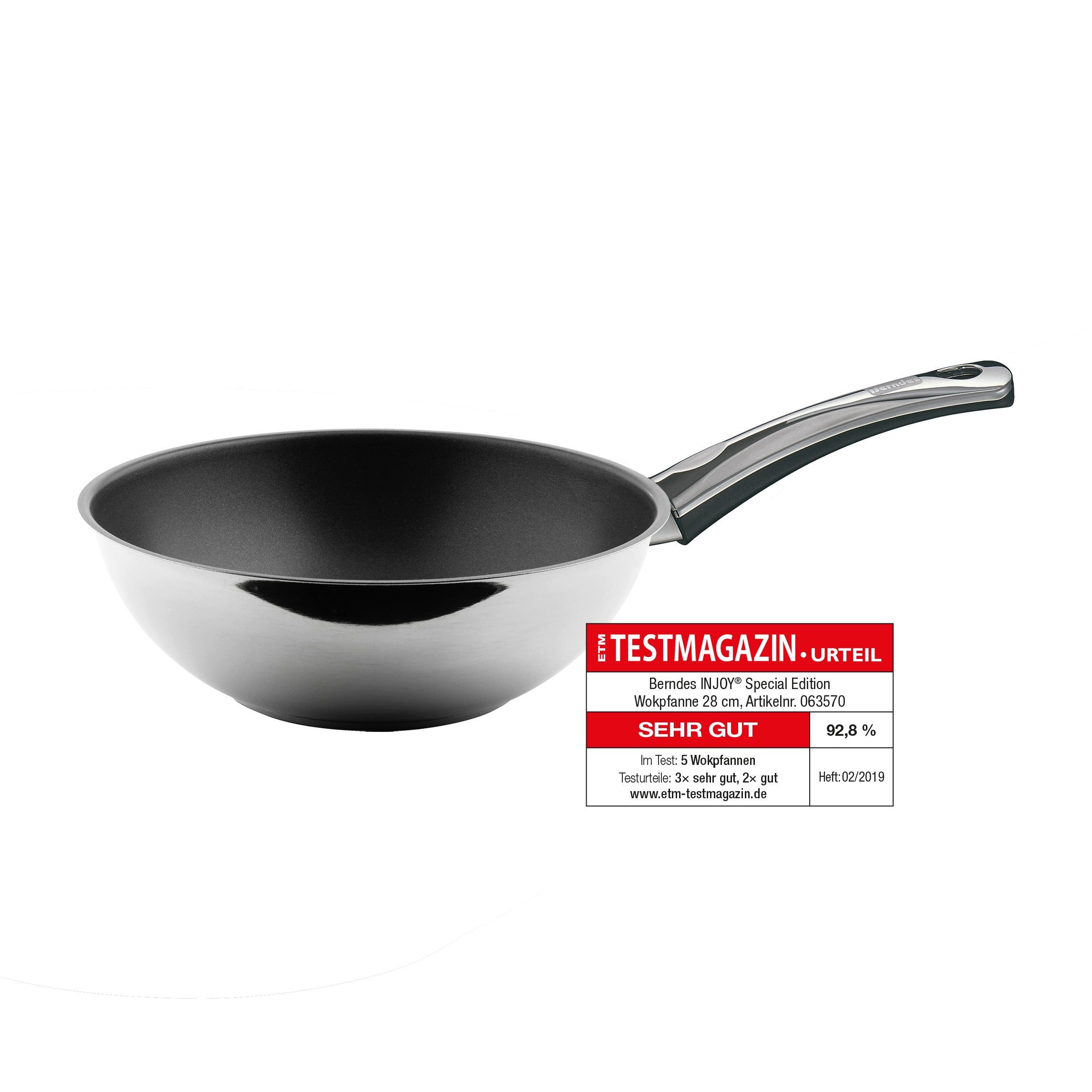 Berndes Wok 28 cm, Edelstahl, poliert - Injoy®, Edelstahl, nickelfrei