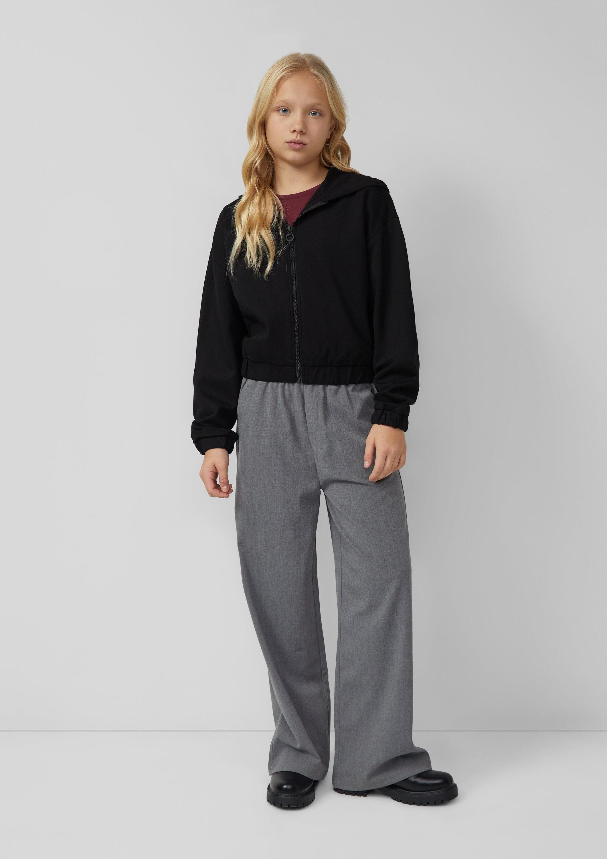 s.Oliver Sweatjacke Sweatshirt Jacke Interlock-Kapuzenjacke im Boxy Fit