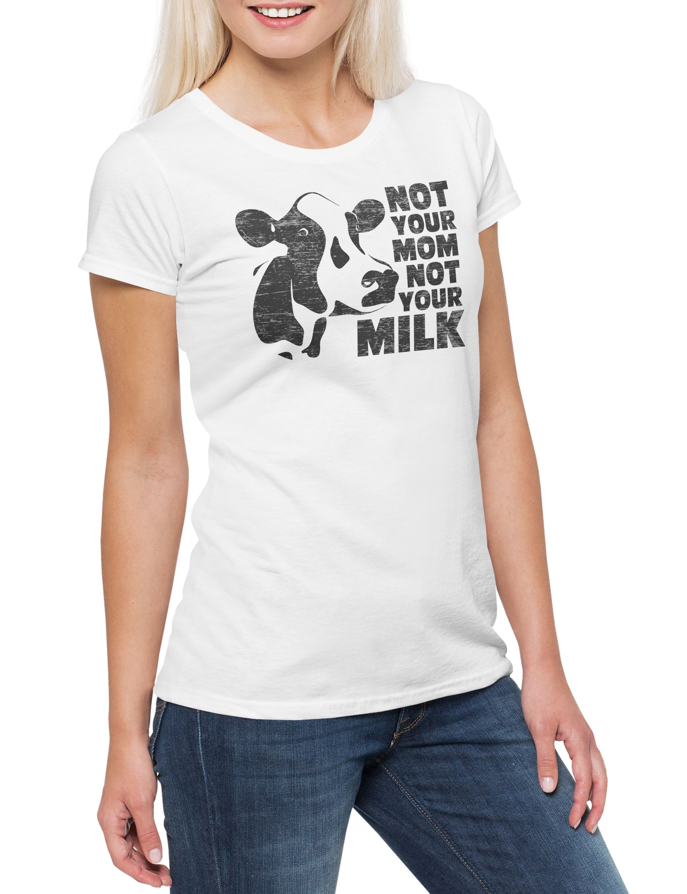 Print-Shirt Not Your Mom Not Your Milk Damen T-Shirt Vegan Vegetables