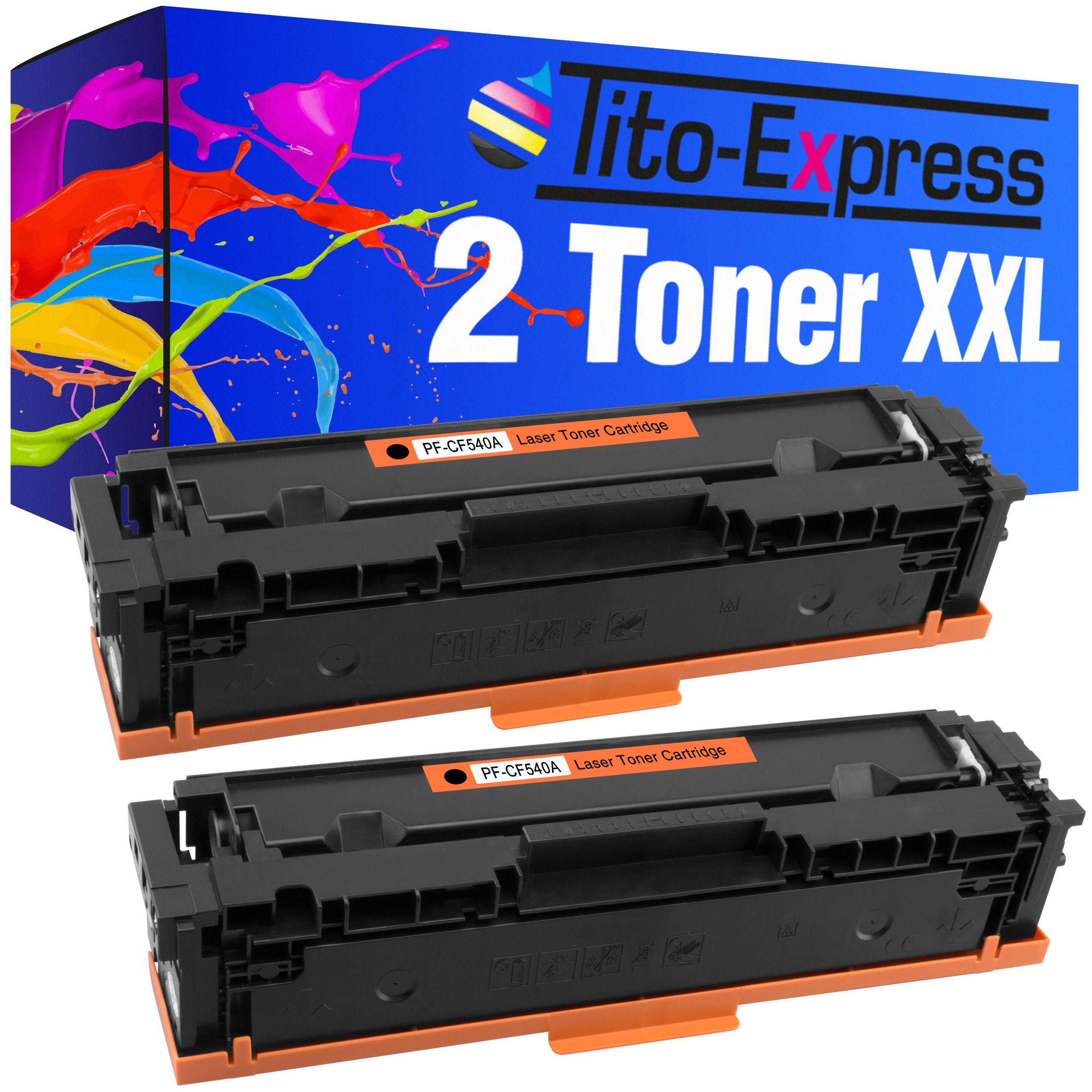 Tito-Express Tonerpatrone 2er Set ersetzt HP CF 540 A CF 540A CF540A 203A, (Doppelpack, 2x Black), für Color Laserjet Pro MFP M281fdw M281fdn M254dw M254nw M280nw M254dn