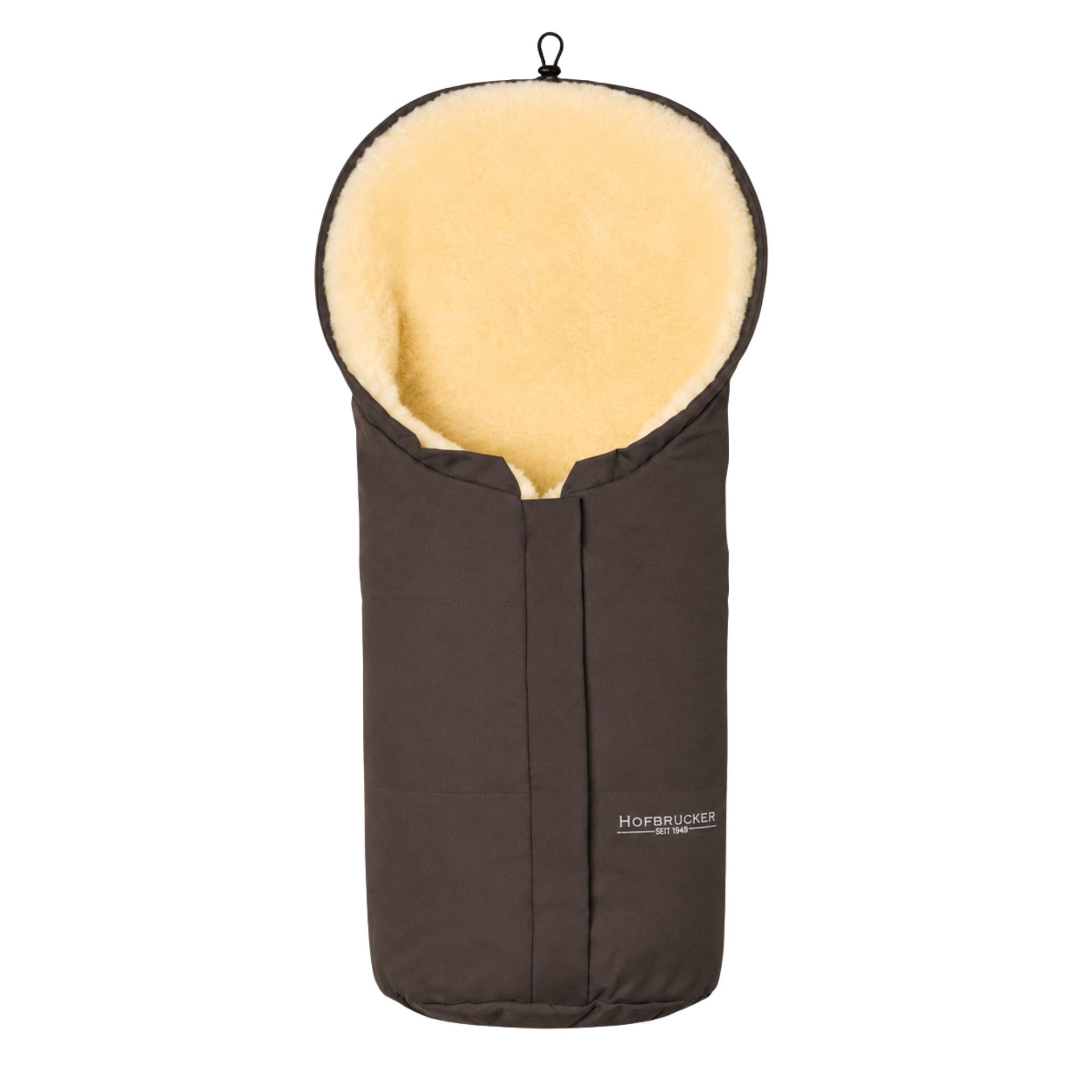Hofbrucker seit 1948 Fußsack Lammfell-Fußsack Eskimo für Babyschale, Kinderwagen und Buggy, warmer Winterfußsack mit echtem Lammfell wasserabweisend mit mittigem