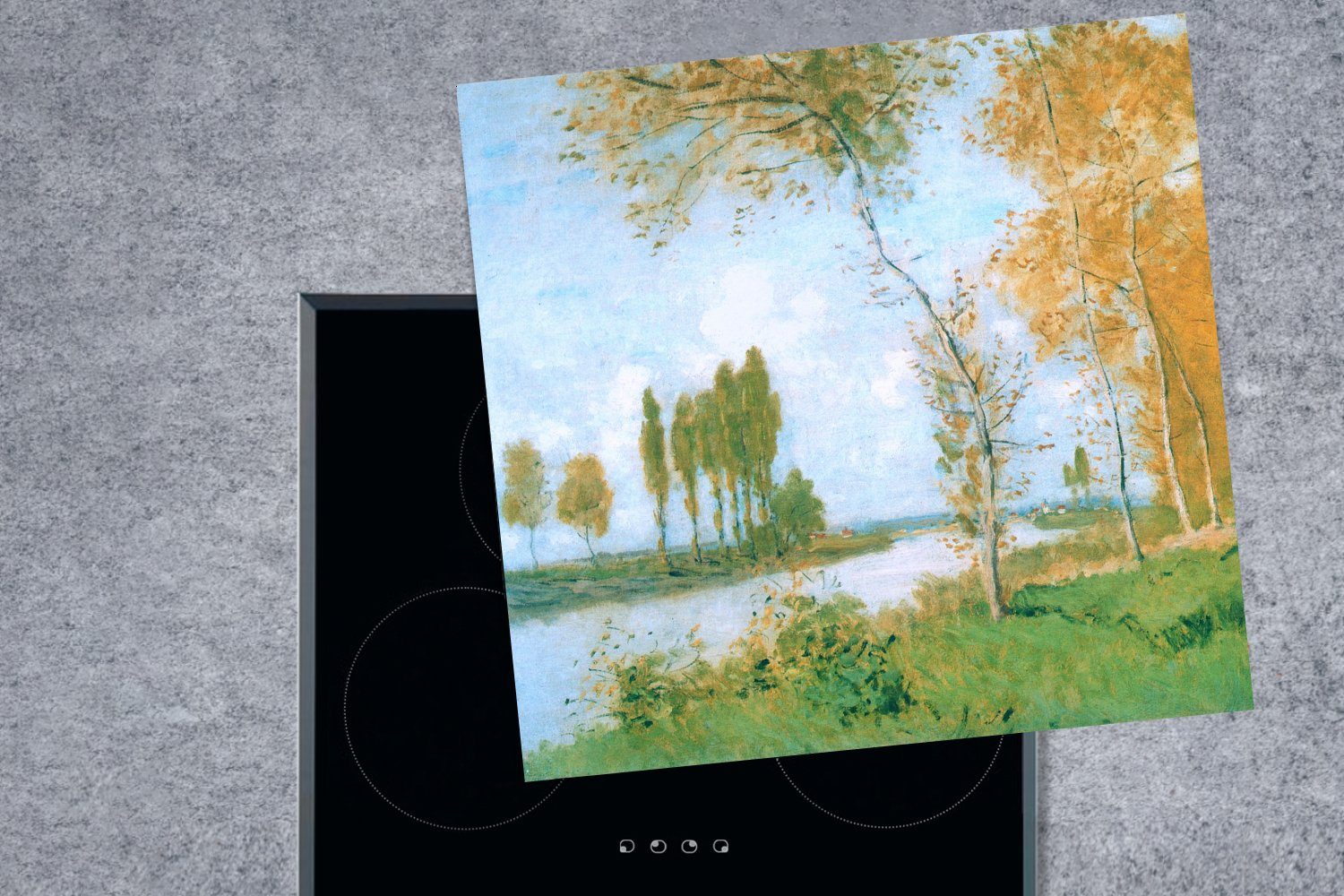 MuchoWow Herdblende-/Abdeckplatte Monet, cm, Claude Arbeitsplatte (1 in tlg), Ceranfeldabdeckung, Frühling für - Vinyl, küche 78x78 Argenteuil