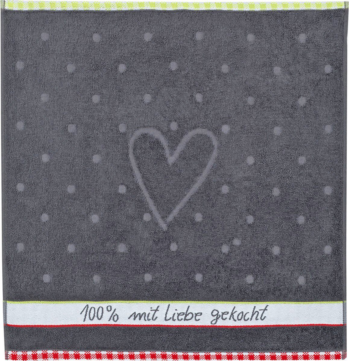 Kracht Geschirrtuch 100% Liebe, (Set, 3-tlg., Set), 3er Pack Frottee Küchen günstig online kaufen