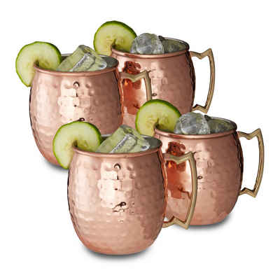 relaxdays Cocktailglas »4 x Moscow Mule Becher«, Edelstahl