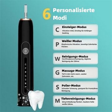 ELEKIN Elektrische Zahnbürste Ultraschall Zahnbürsten Smart Schallzahnbürste neuer Zahnbürste IPX7, Aufsteckbürsten: 4 St., ProtectiveClean,6 Putzmodi,zahnbürsten elektrisch Wasserdicht