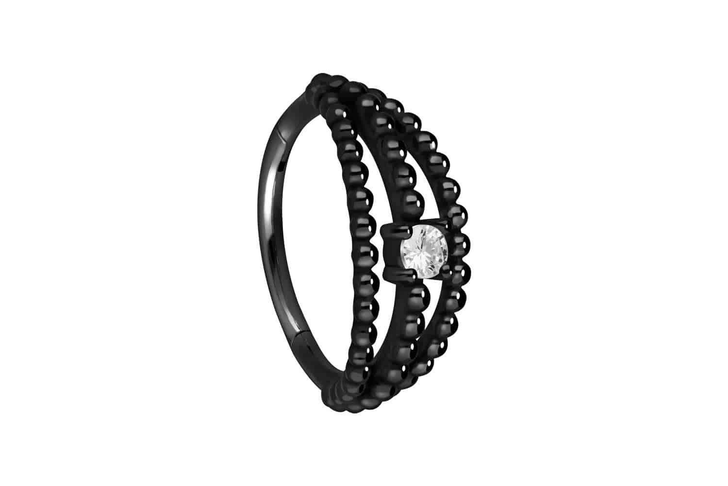 Nasenpiercing Chirurgenstahl Segmentring Clicker 3 KUGELREIHEN + KRISTALL