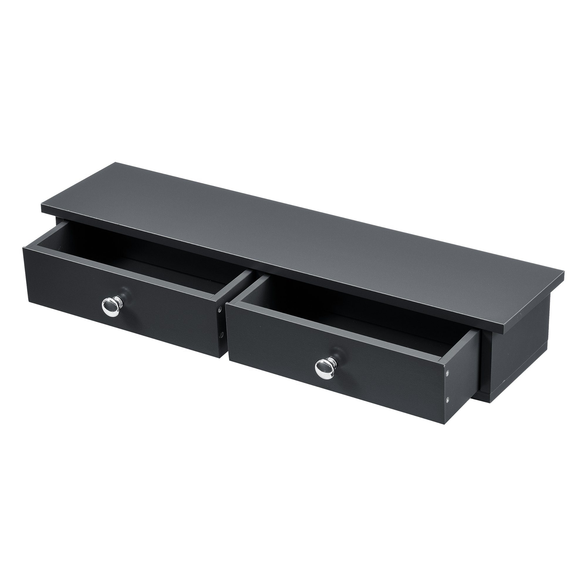 en.casa Wandregal, »Geeste« mit 2 Schubladen 60 x 15 x 10 cm Dunkelgrau günstig online kaufen