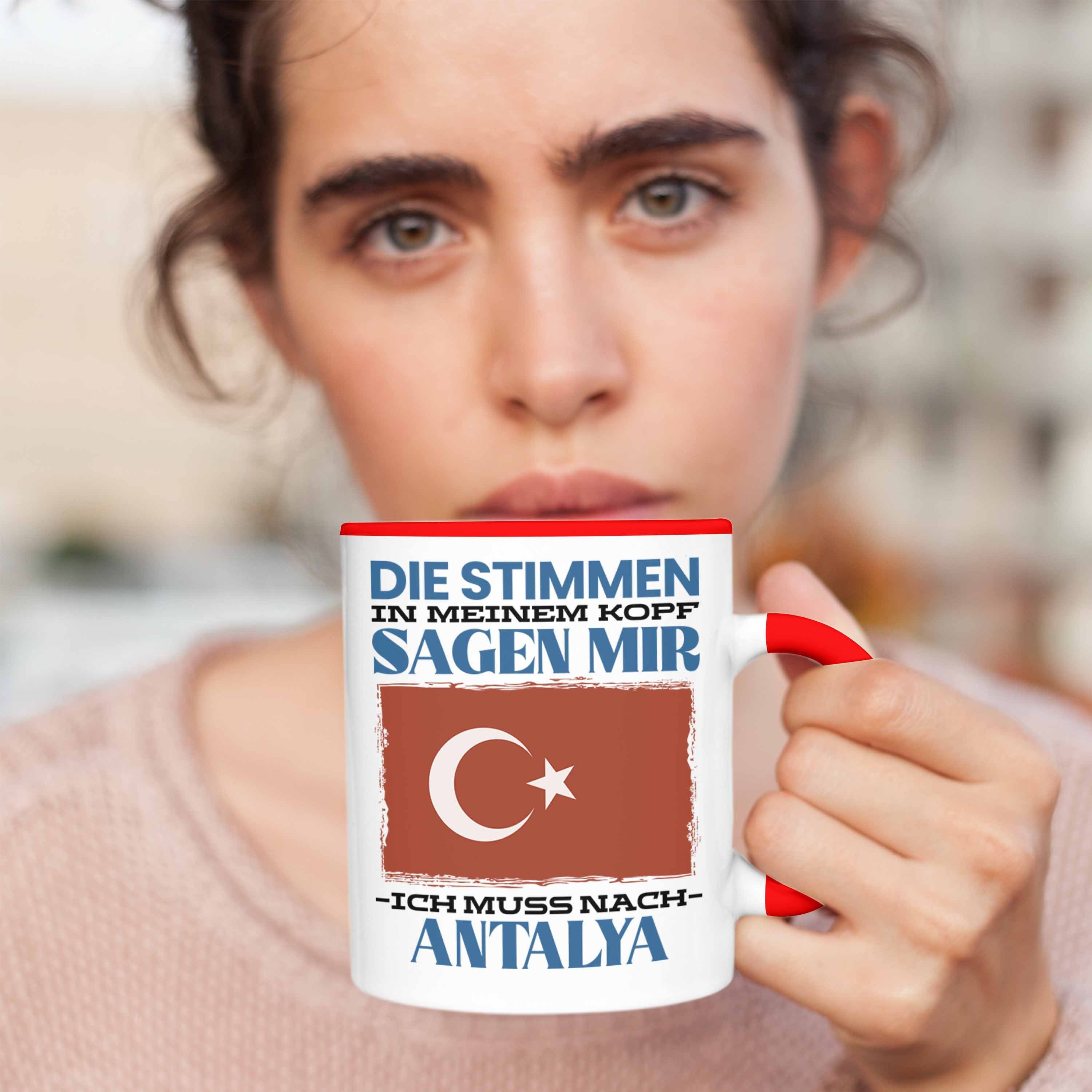 Geschenkidee Geschenk Heimat Urlaub Tasse Trendation Rot Tasse Spruch Türkei Antalya