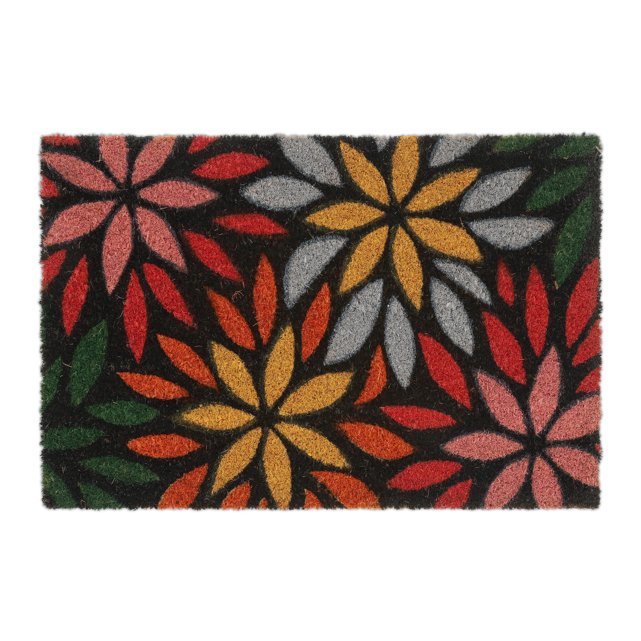 relaxdays Fußmatte Kokos Fußmatte mit Blumenmotiv, günstig online kaufen