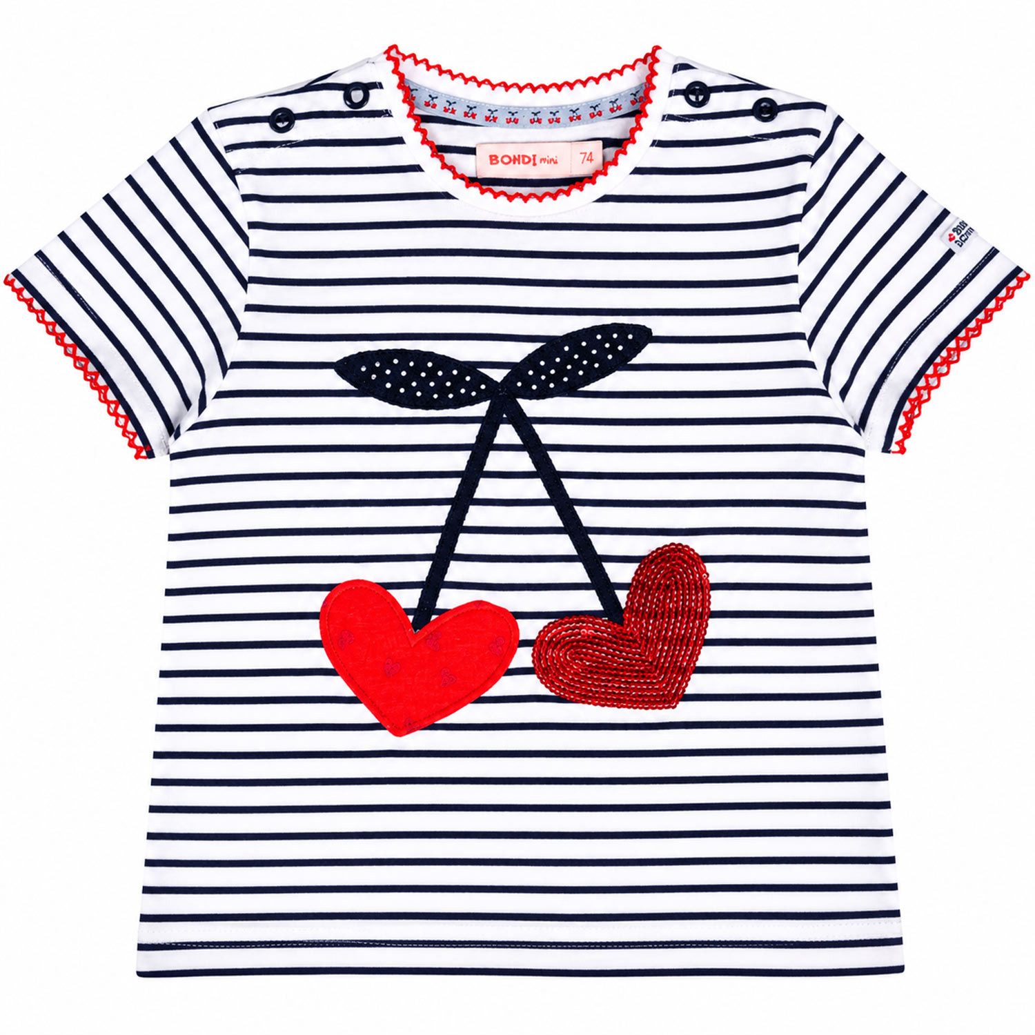 BONDI T-Shirt Baby Kinder 'Cherry' 86590 - Weiß / Navy, Kurzarm