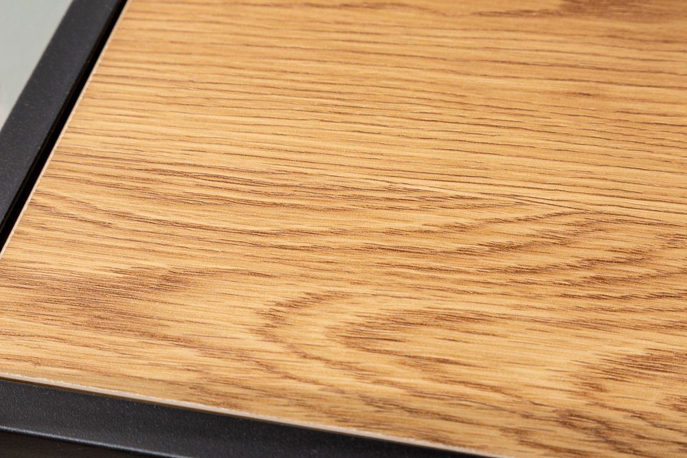 Holzwerkstoff SLIM mit · natur Ablage riess-ambiente Wohnzimmer Bücherregal LINE · / Metall 1-tlg., · 185x135cm · Industrial schwarz, Einzelartikel
