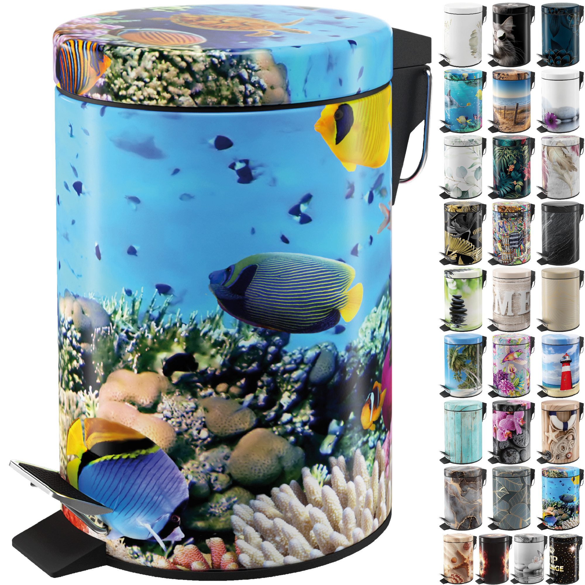 Sanilo Kosmetikeimer mit Motiv, viele schöne Bad Mülleimer zur Auswahl, 3 Liter, Abfalleimer mit Absenkautomatik & Innenbehälter