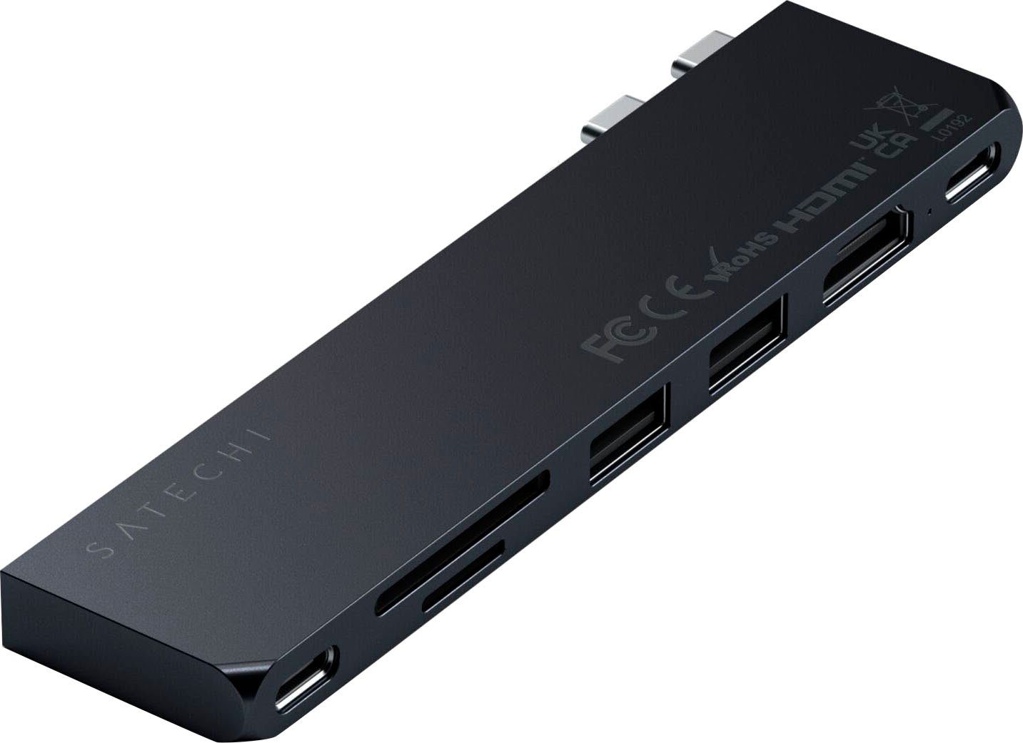 Satechi USB-C Pro Hub Slim Adapter Laptop-Adapter USB-C zu HDMI, MicroSD-Card, SD-Card, USB 4.0, USB Typ A, USB Typ C