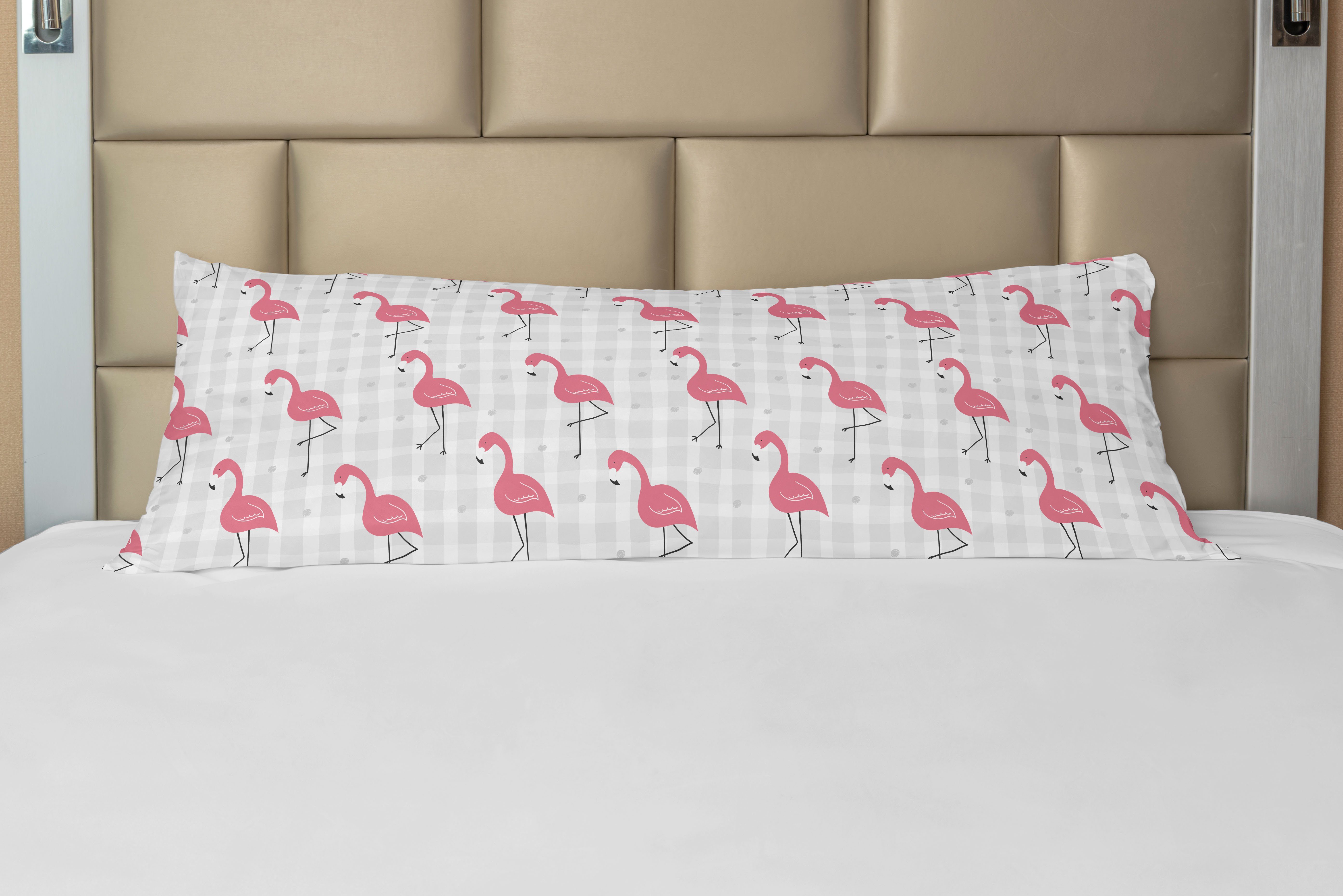 Seitenschläferkissenbezug Deko-Akzent Langer Kissenbezug, Abakuhaus, Pink Flamingo Vögel auf Checkers