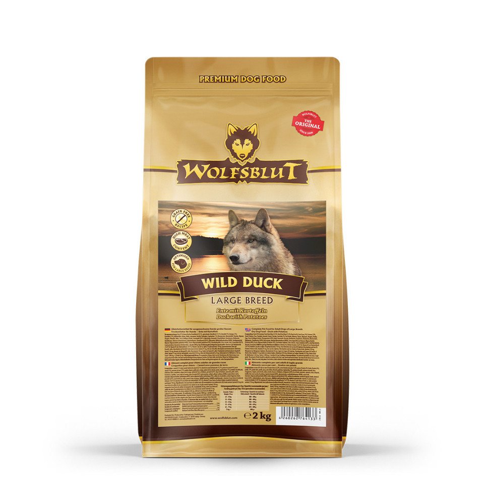Wolfsblut Wild Duck Adult Large Breed - Trockenfutter mit großen Kroketten, Trockenfutter für: Hunde