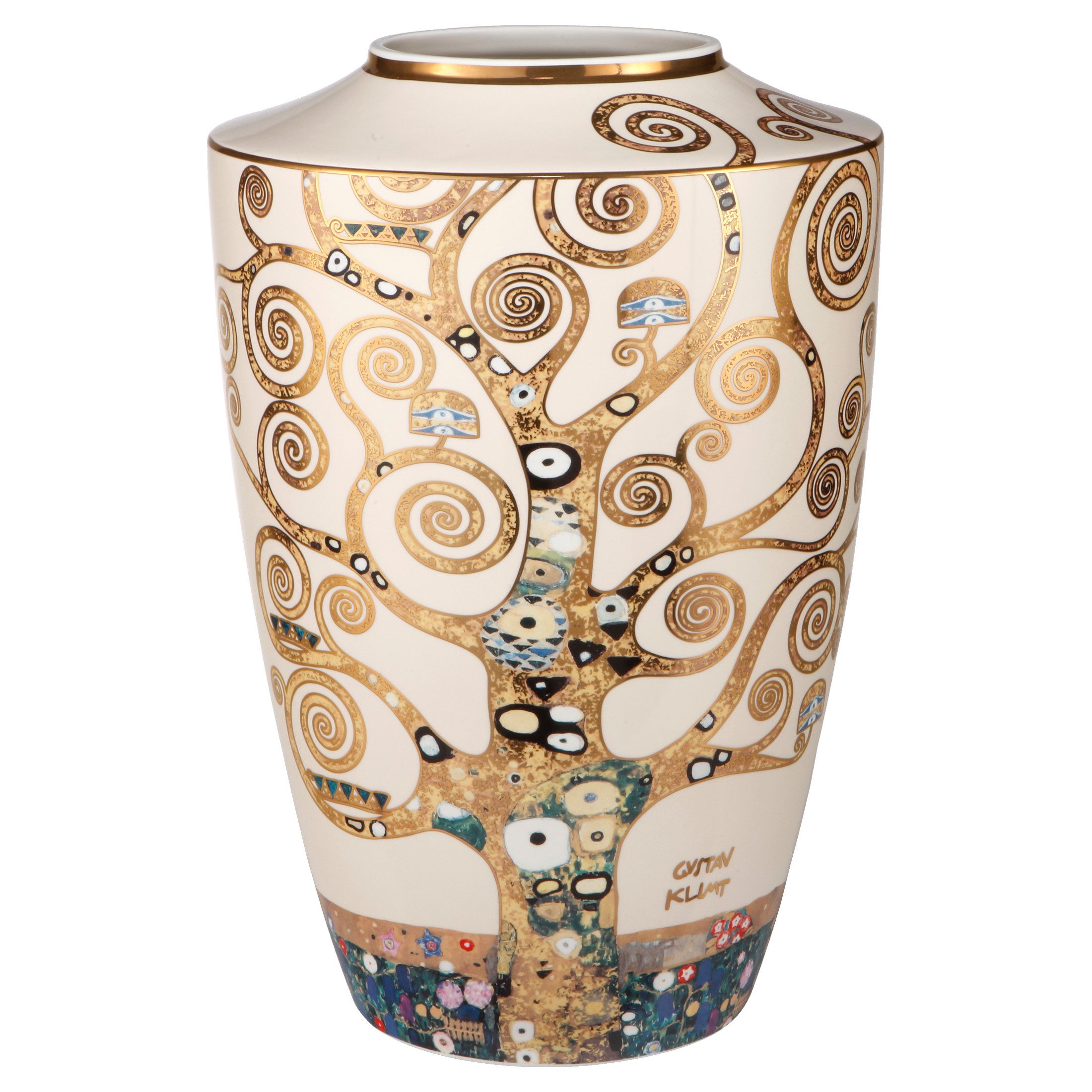 Goebel Bodenvase Gustav Klimt, mit Echtgoldauflage, Gold, Lebensbaum, H: 41cm