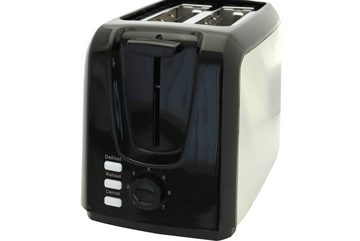 DESKI Toaster Toaster 750 Watt Edelstahl Schwarz mit Brötchenaufsatz