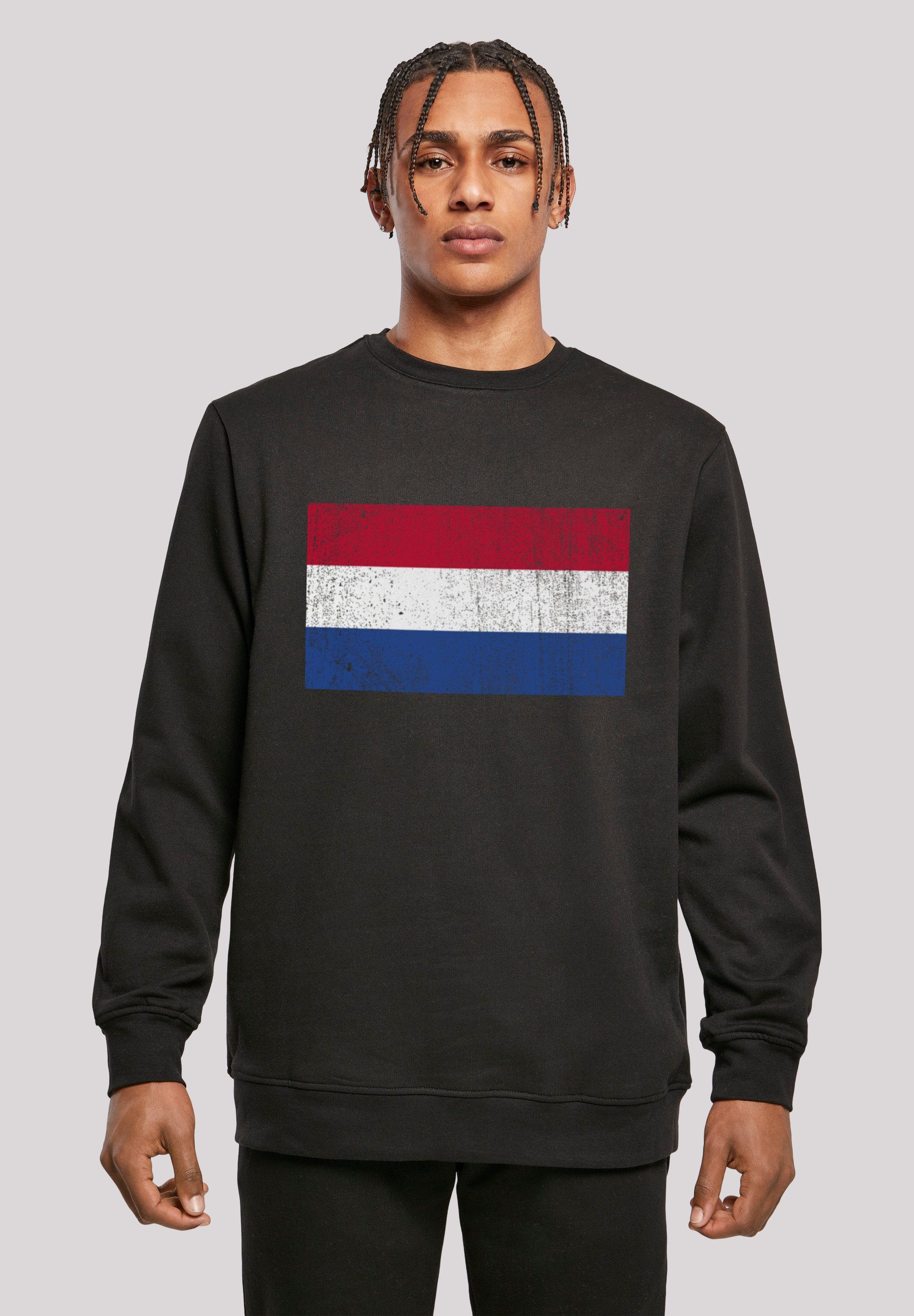 F4NT4STIC Kapuzenpullover Basic Regular Netherlands distressed Fit Print, NIederlande Flagge Look, Crewneck, Holland entspannter