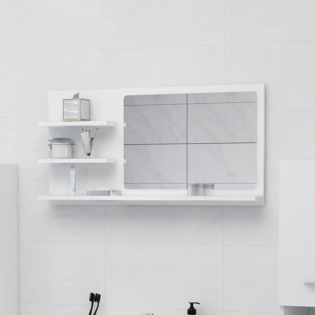 vidaXL Badezimmerspiegelschrank Badspiegel Weiß 90x10,5x45 Holzwerkstoff (1-St) cm
