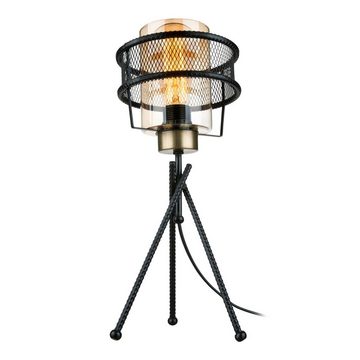 lux.pro Tischleuchte, ohne Leuchtmittel, »Burton« Wohnzimmerlampe Leselampe Metall + Glas Schwarz