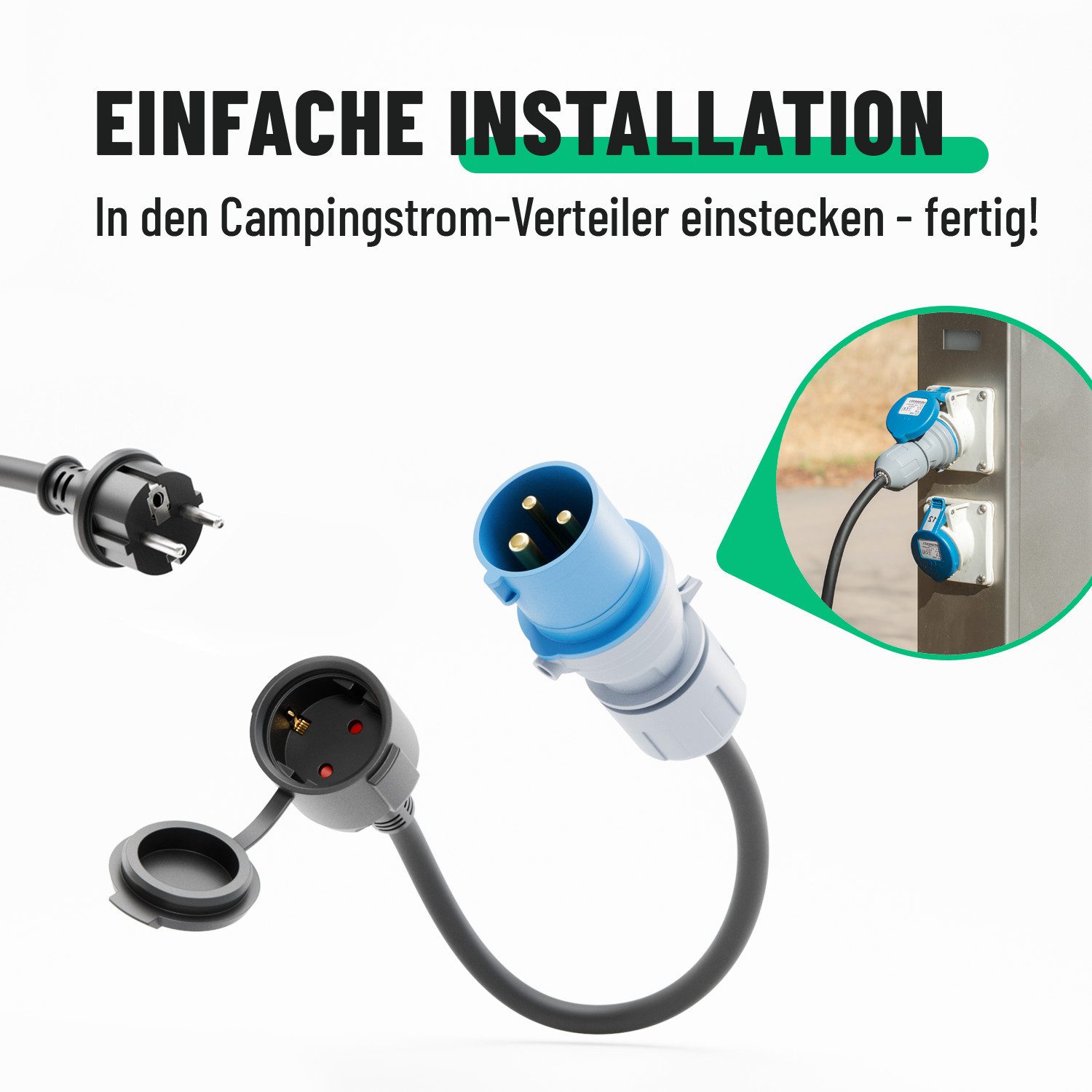 greate. Schuko Stecker auf CEE Kupplung & CEE Stecker auf Schuko Kupplung CEE-Adapterkabel