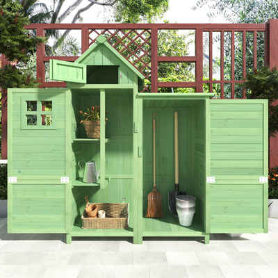 Odikalo Gerätehaus Gartenschrank Садовые сараи Geräteschrank wetterfest Dach Grün/Blau