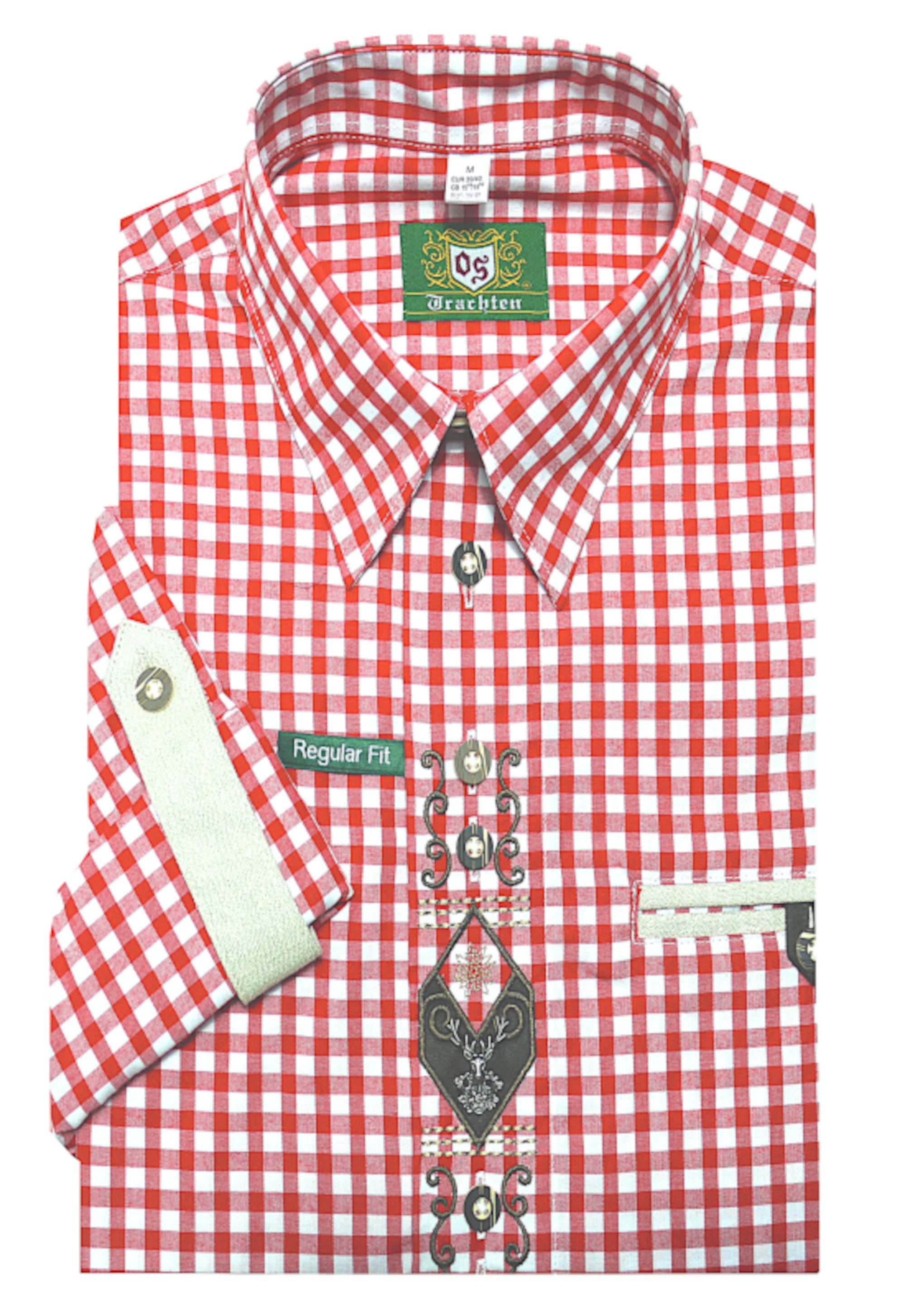 OS Trachten Trachtenhemd TH-0102 Stickerei Krempelarm Kentkragen, Regular F günstig online kaufen