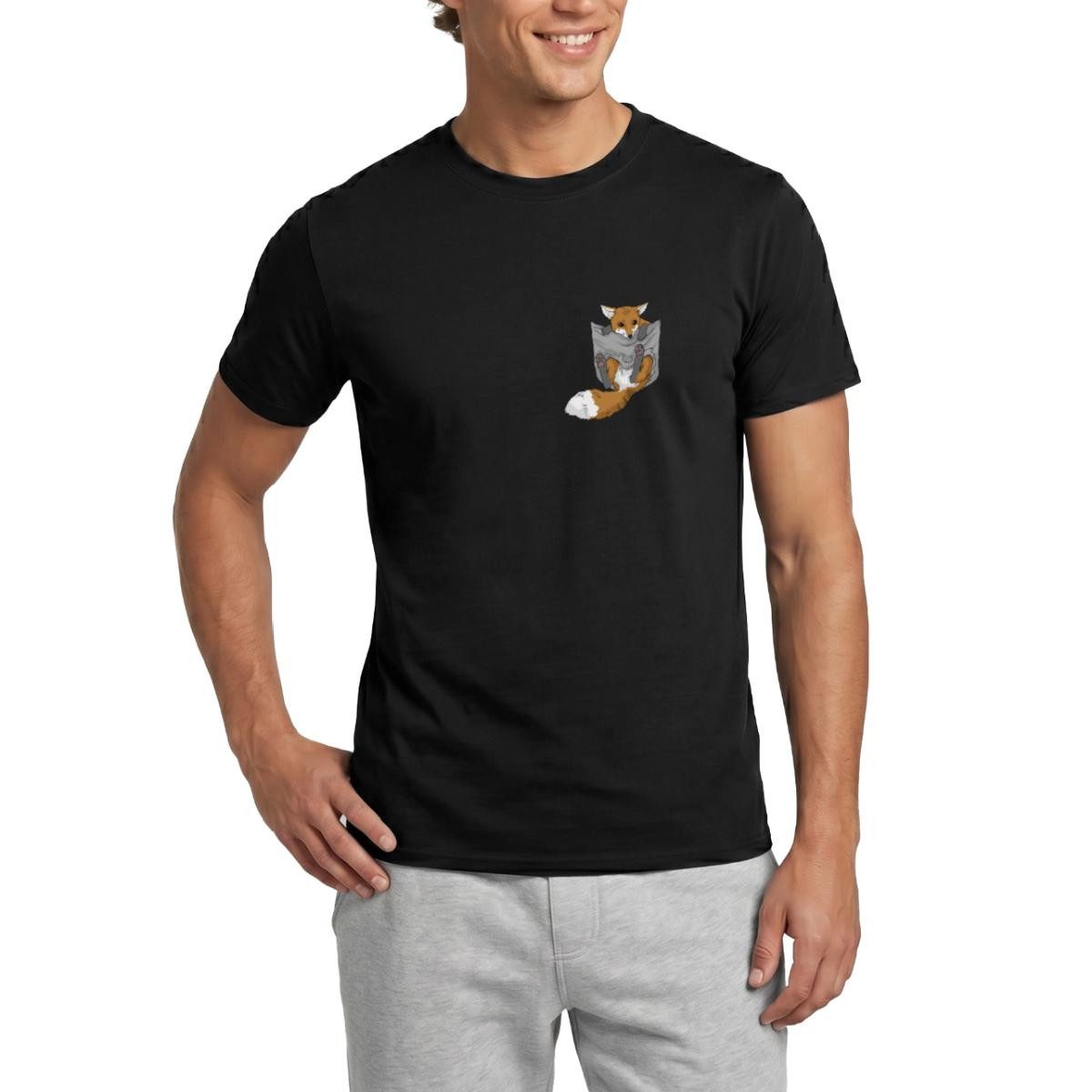 Spreadshirt T-Shirt Fuchs Brusttasche Männer T-Shirt (1-tlg)