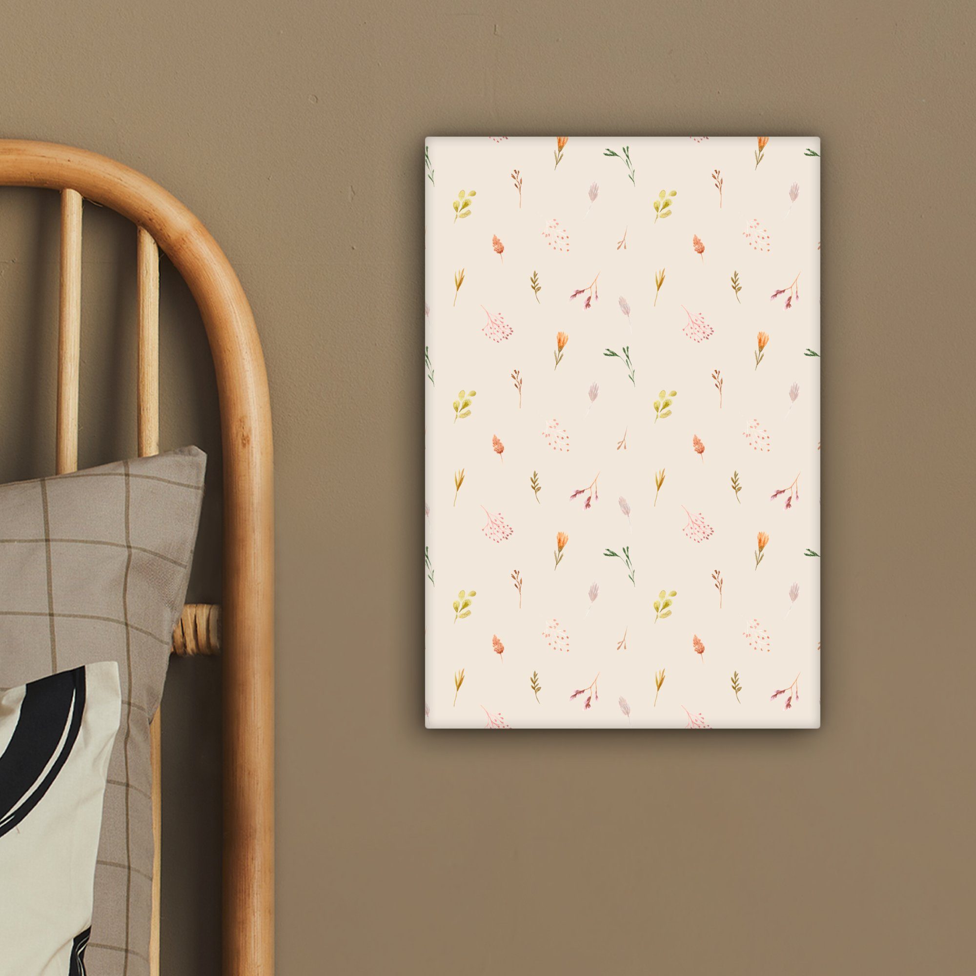 OneMillionCanvasses® Leinwandbild Blumen - Pastell bespannt Zackenaufhänger, Leinwandbild (1 20x30 St), - Muster, cm fertig Gemälde, inkl