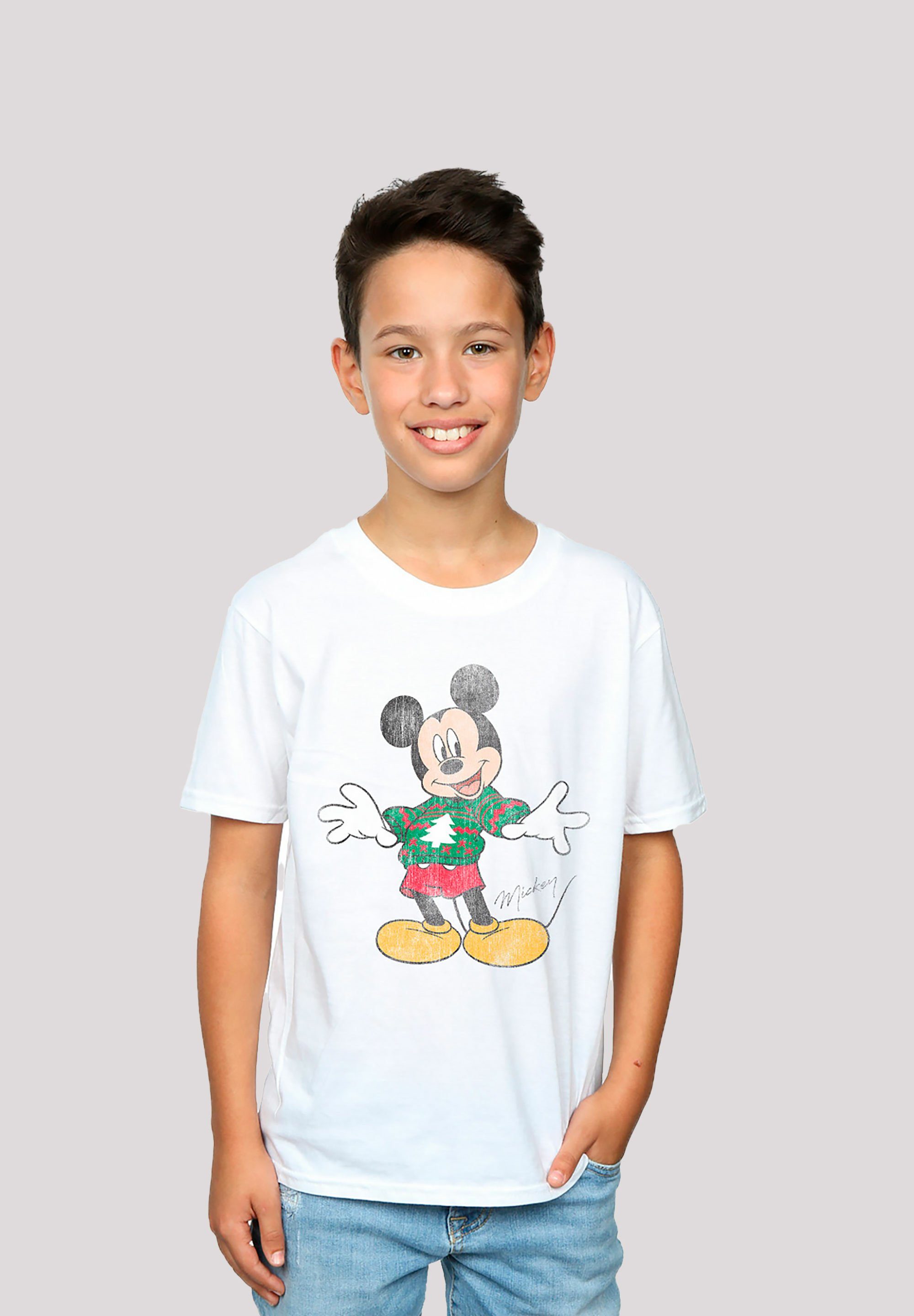 F4NT4STIC T-Shirt Disney Micky Maus Weihnachten Print weiß