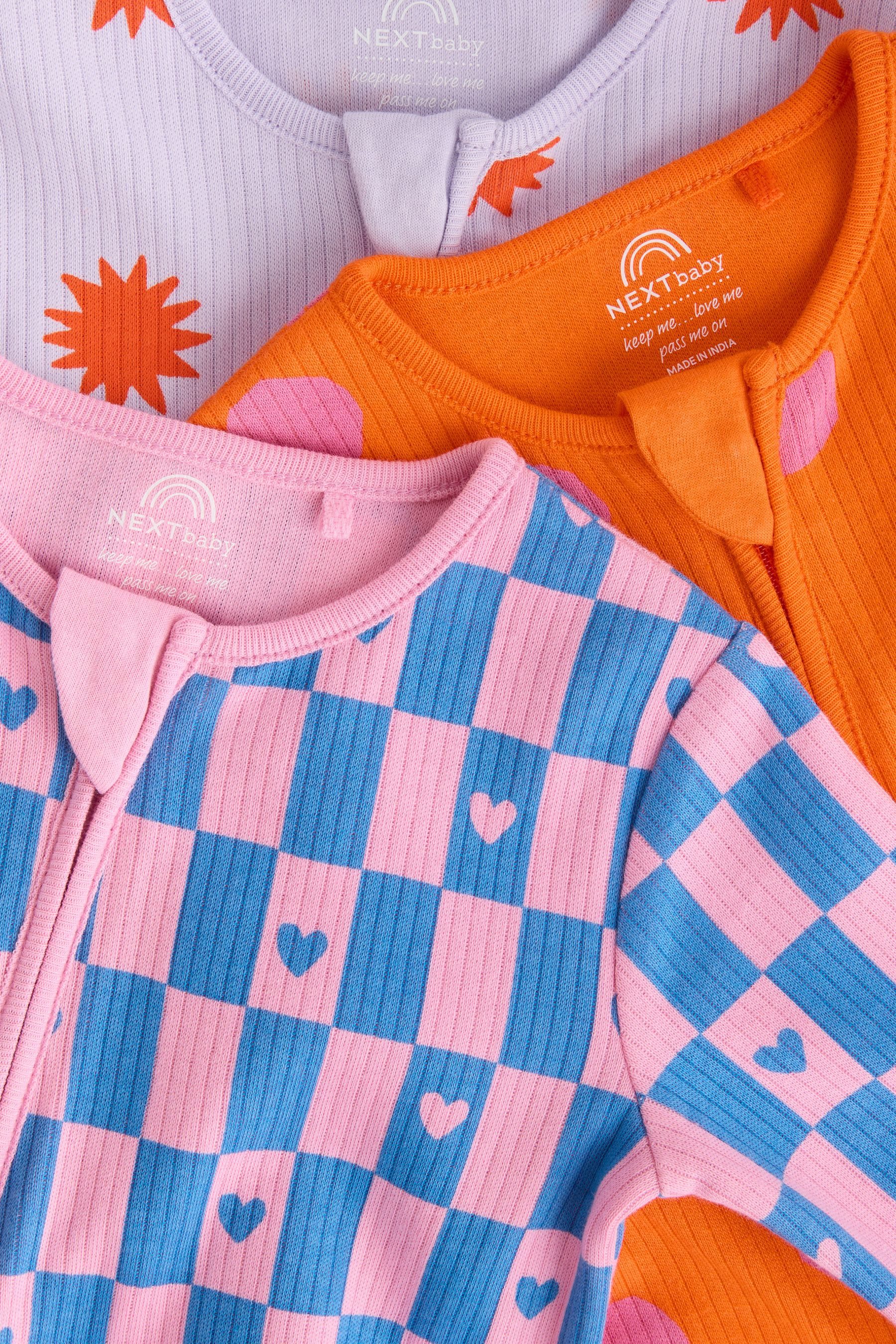 Next Schlafoverall Fußlose Baby-Schlafanzüge mit RV, 3er-Pack (3-tlg)
