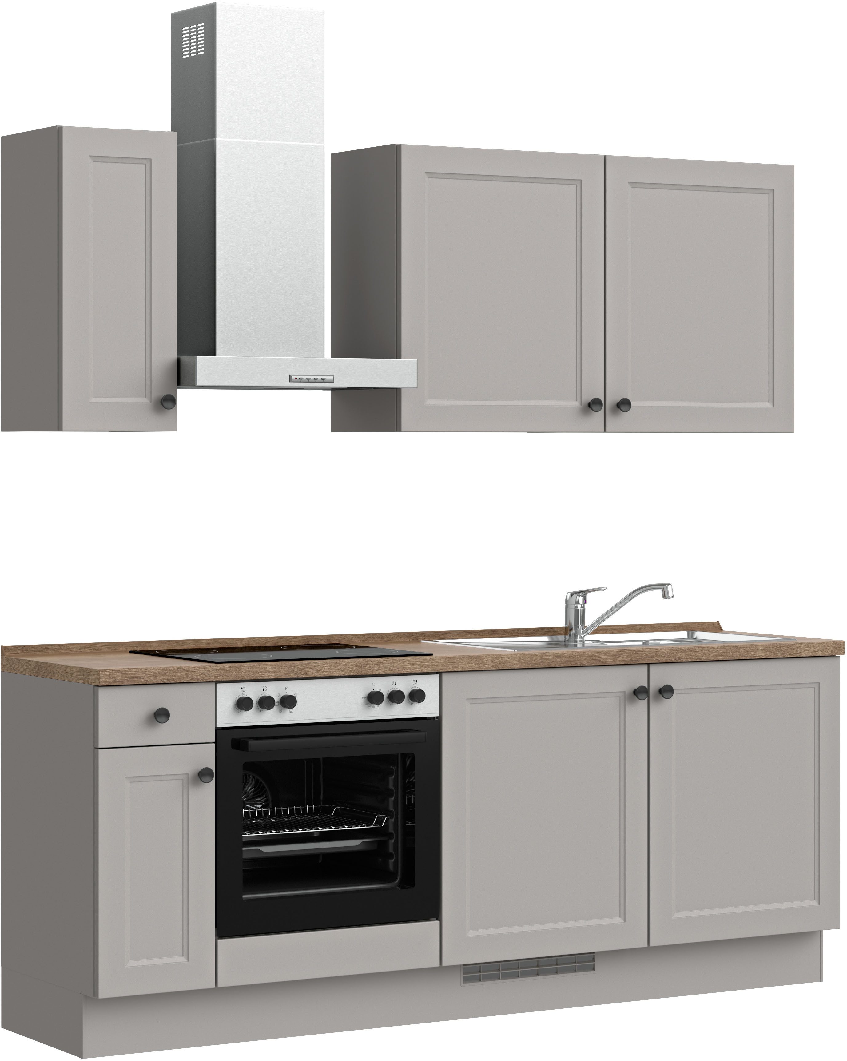 nobilia® Küchenzeile "Cascada I", NEU: individuell anpassbar mit gratis Profi-Beratung, vormontiert, Breite 210 cm, Ausrichtung wählbar, wahlw. mit E-Geräten