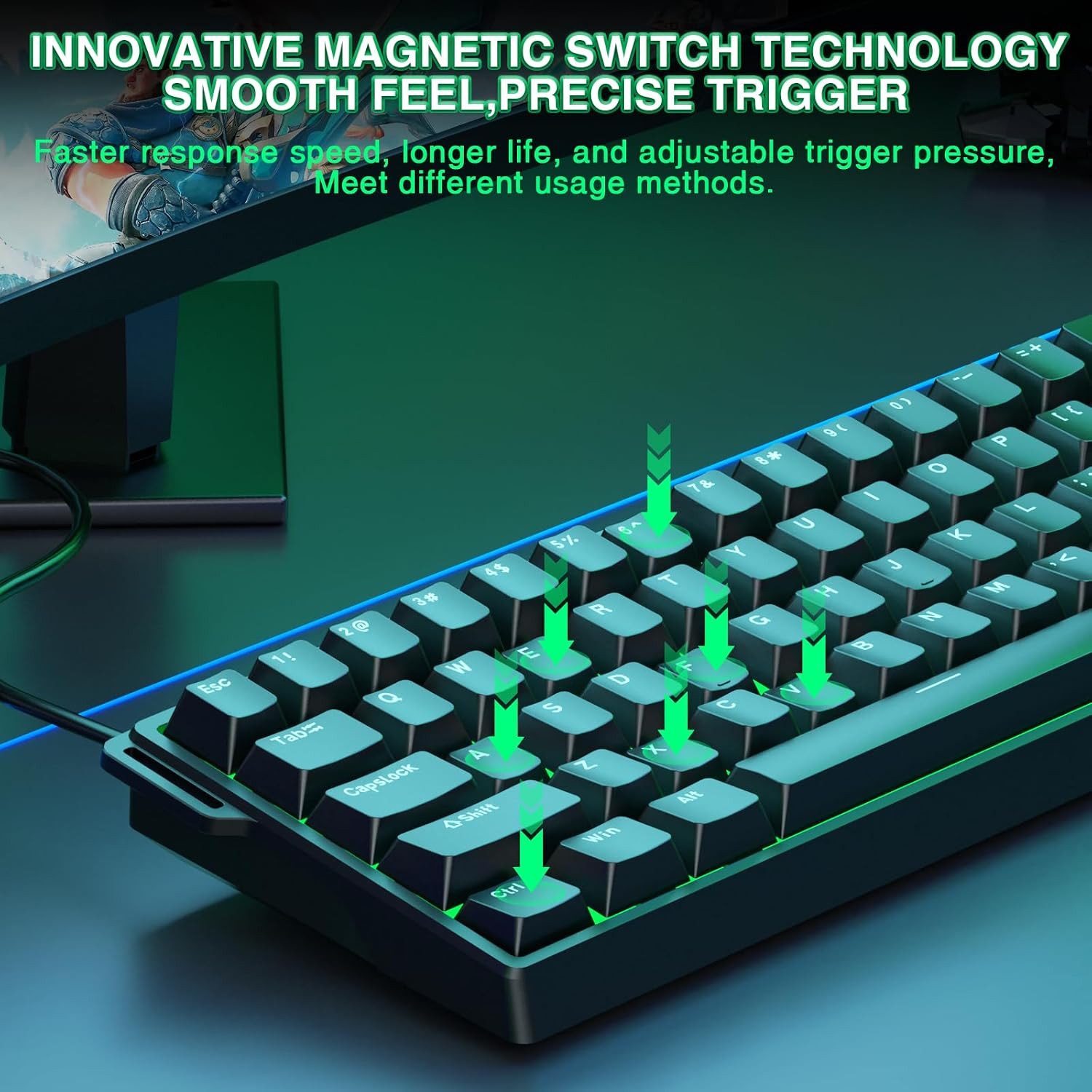 nsihing AULA WIN60 HE Mechanische Tastatur, Rapid Trigger, Hot Swap, RGB Gaming-Tastatur – Bild 4 von 5